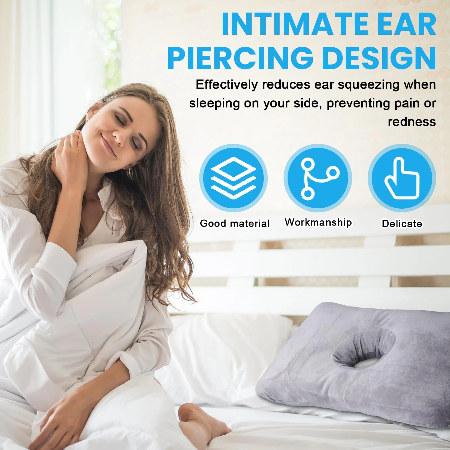 Sporgo Poduszka do piercingu z otworem: Poduszka do piercingu na ucho Przeciwko bólom ucha, poduszka dla śpiących na boku, poduszka do ucha Piercing Hole Pillows Sleepingring Dla śpiących na boku do