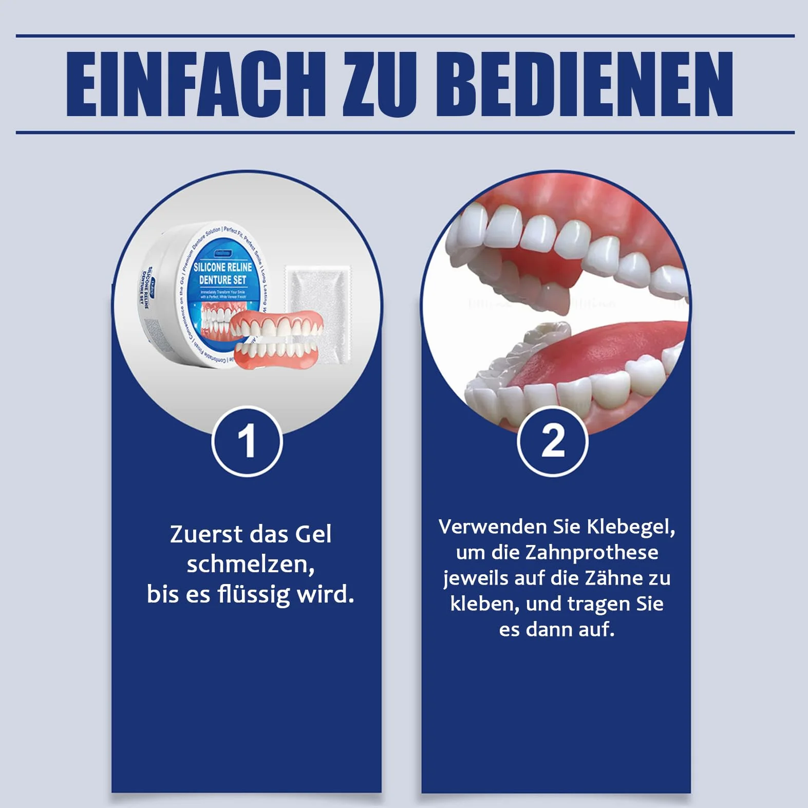 Silicone Reline zestaw do zębów, silikonowe protezy zębowe, kompletny zestaw, wygodne miękkie protezy tymczasowe