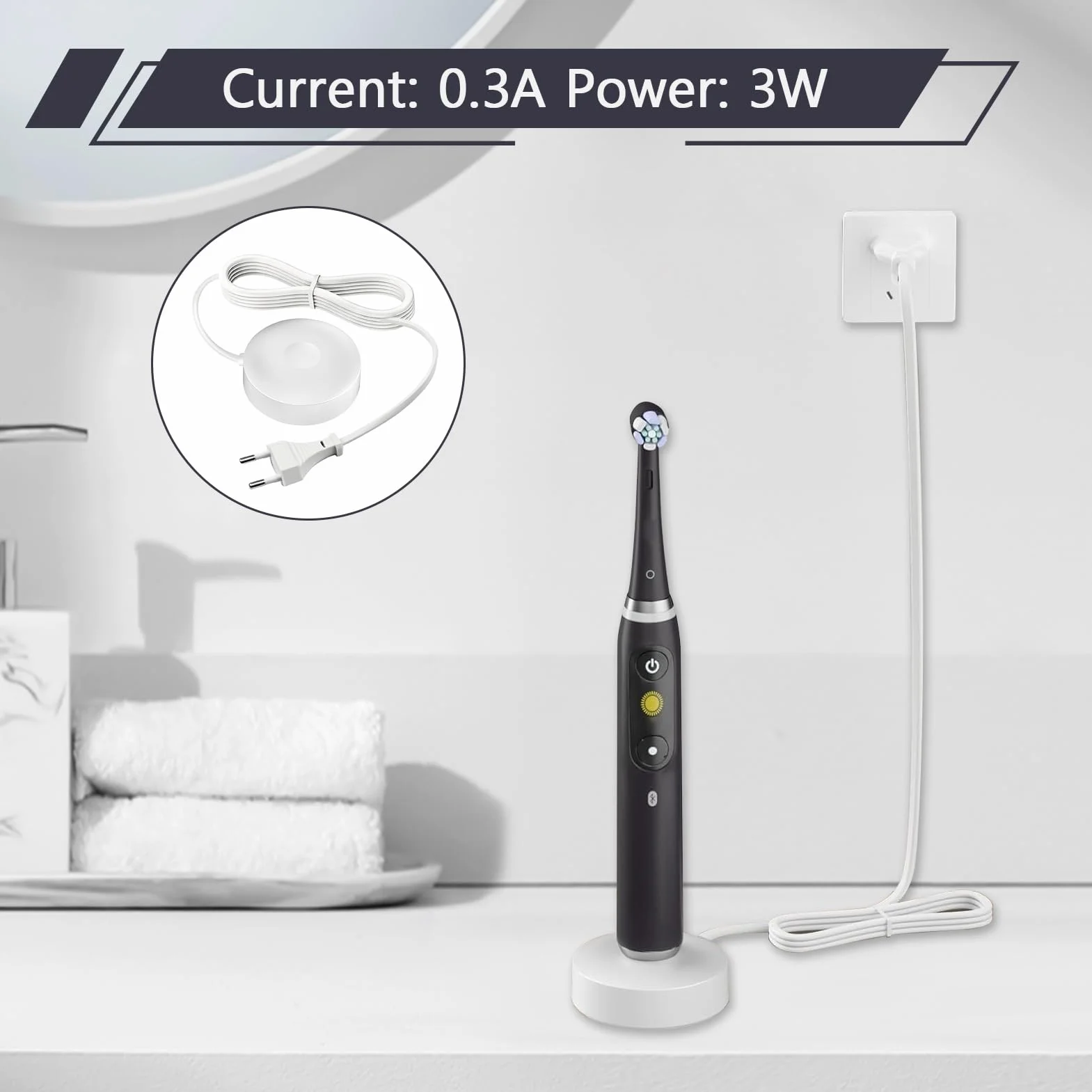 Stacja ładująca kompatybilna z Braun Oral B iO Series 7 8 9 (model 3768), zapasowa ładowarka, elektryczna szczoteczka do zębów, ładowarka, podstawa, indukcyjna stacja ładująca IPX7, wodoszczelny