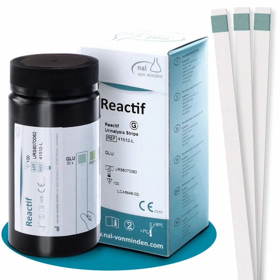 Reactiv Diabetes Urintest – 100 pasków testowych do badania moczu. Parametr: glukoza, ze skalą barwną, dla diabetyków oraz do ogólnej kontroli stanu zdrowia.