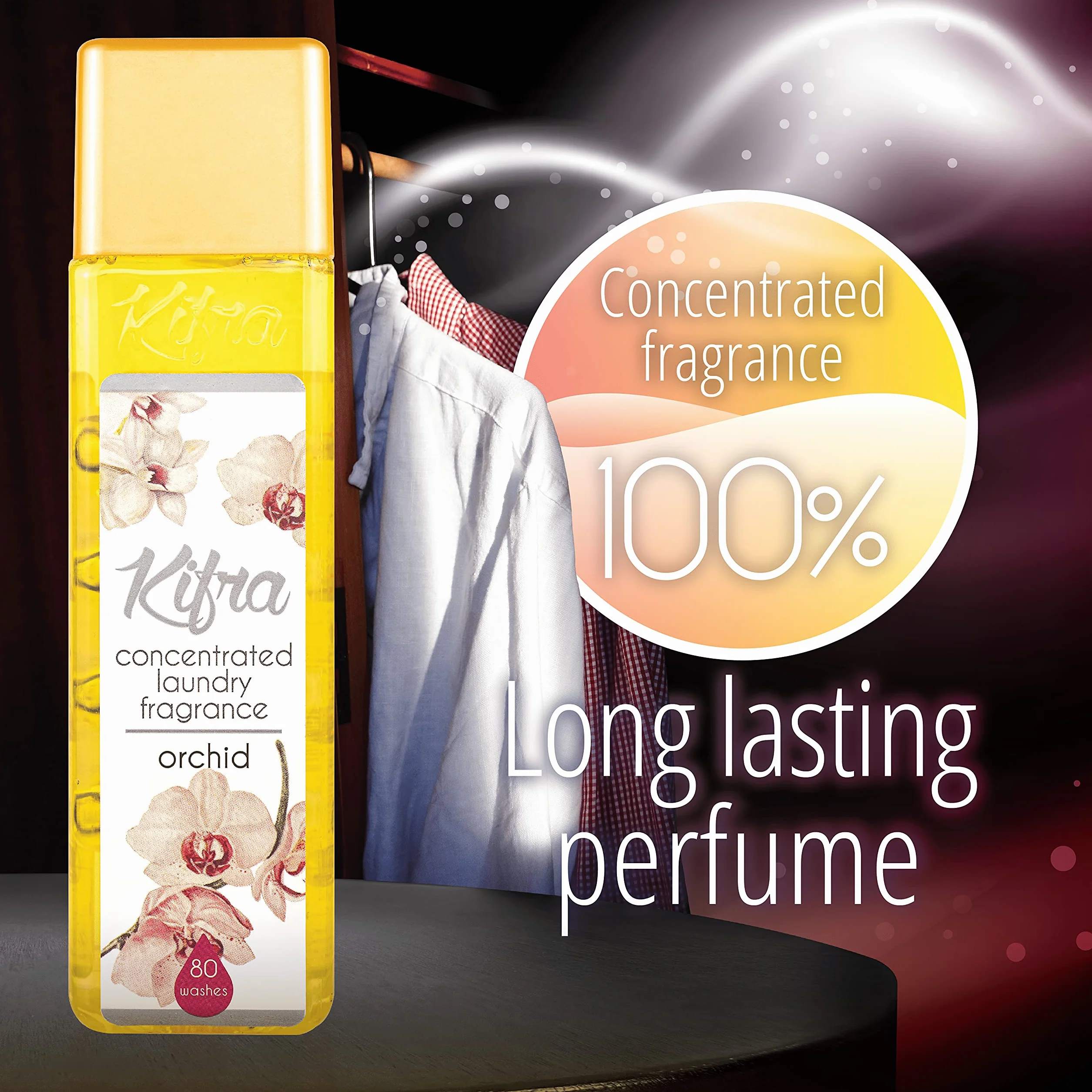 Kifra Orchid skoncentrowane perfumy do prania, 200 ml, 80 cykli prania, długotrwały zapach prania