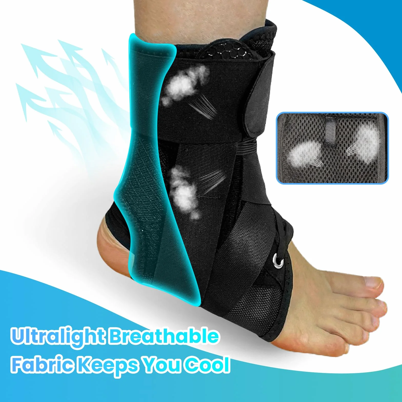 Regulowany stabilizator kostki ze zdejmowanym wzmocnieniem - stabilizator stawu skokowego i sportowego, odpowiedni do noszenia z butami, 1 sztuka (duży)