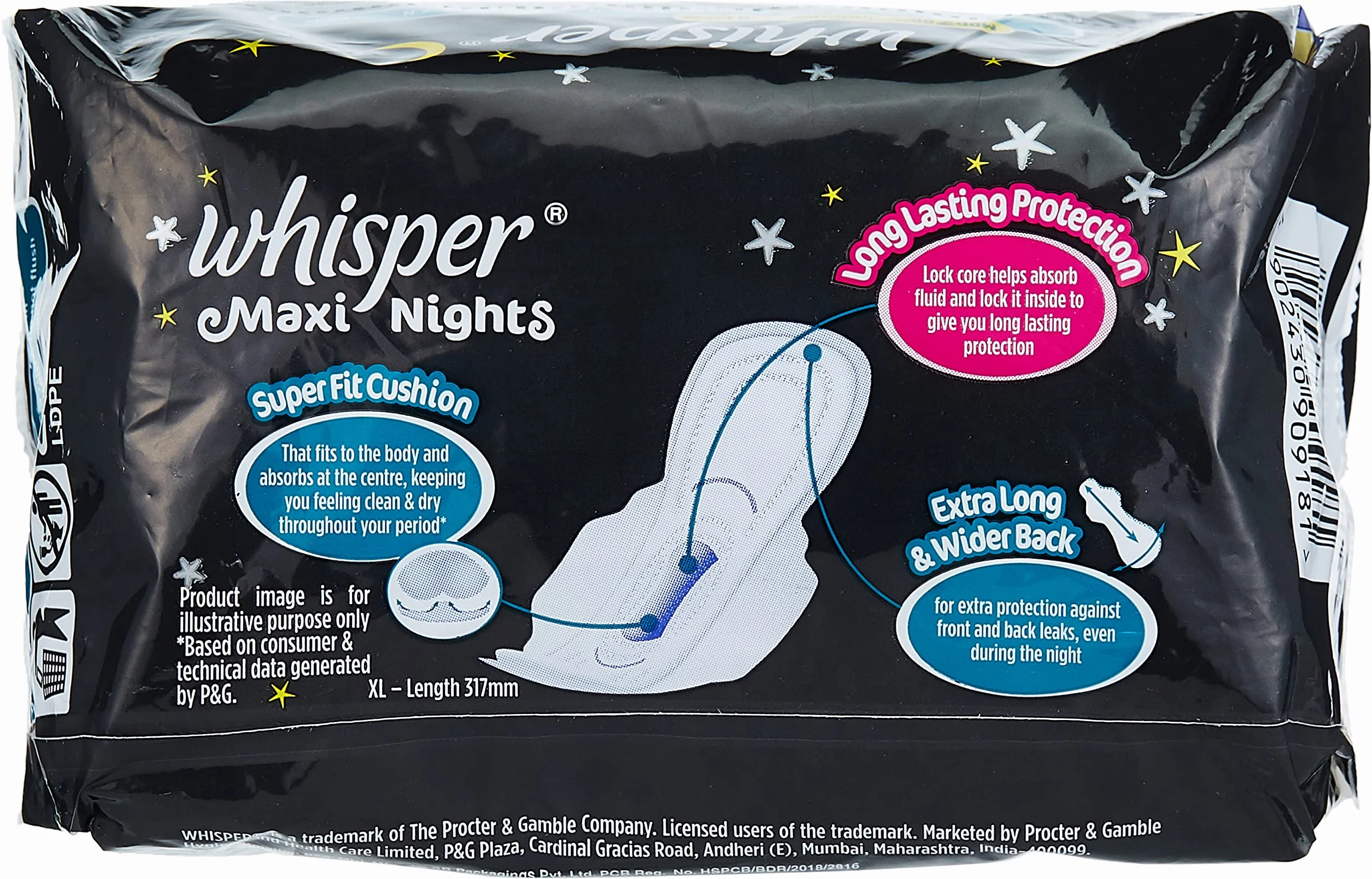 Whisper Maxi Overnight Podpaski higieniczne XL 7 sztuk