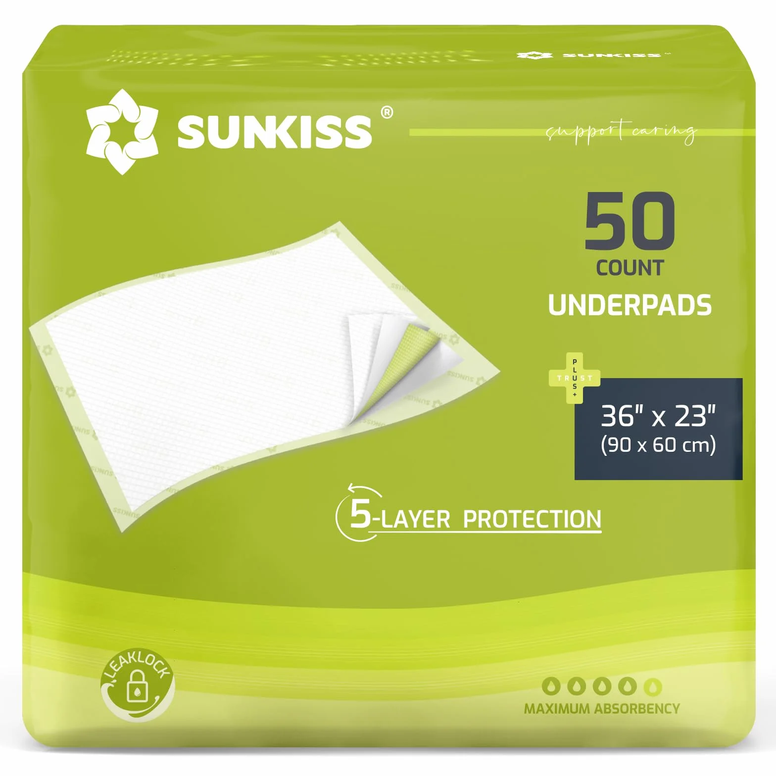 SUNKISS TrustPlus 90x60 cm jednorazowe podkładki chłonne na nietrzymanie moczu 50 szt.