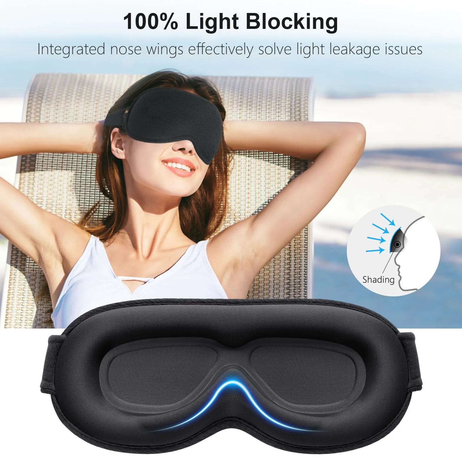 Gritin 3D Maseczka Senną do Blokowania Światła Ergonomiczna Ultra Wygodna