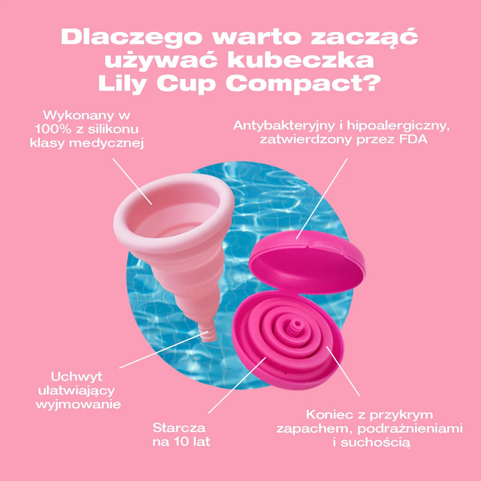 Intimina Lily Cup Compact Rozmiar B – mały, miękki kubek menstruacyjny z kompaktową konstrukcją, kompaktowy, mistrzostwo