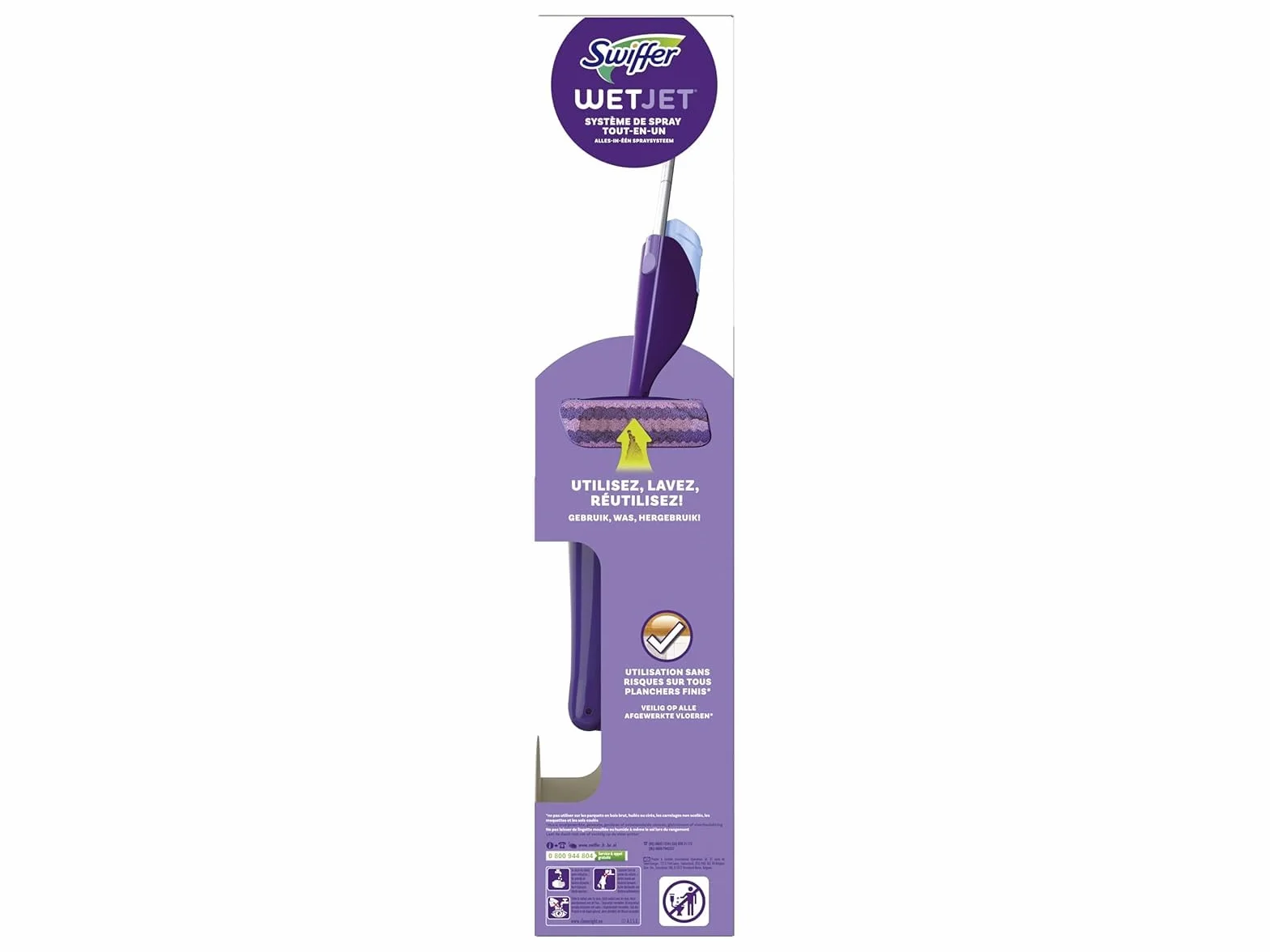 Swiffer WetJet All-In-One Zestaw startowy do wszystkich rodzajów podłóg, z mopem, roztworem czyszczącym i chusteczkami, usuwa inkrustowany brud bez pozostałości