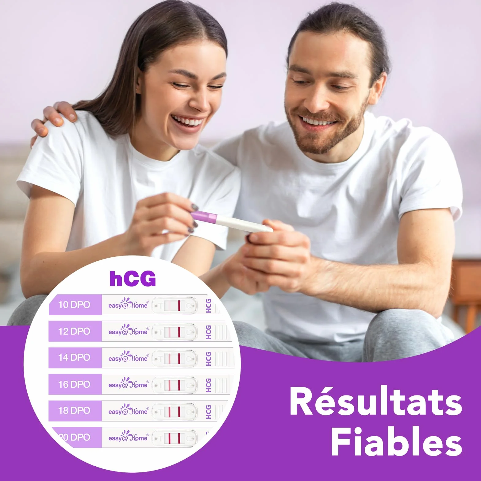 Easy@Home Test ciążowy, wczesny test ciążowy, bardzo czuły, test wczesnej ciąży: test ciążowy do wczesnego rozpoznania ciąży, 7 testów (2 pałeczki 10 mIU/ml, 5 pasków 10 mIU/ml)