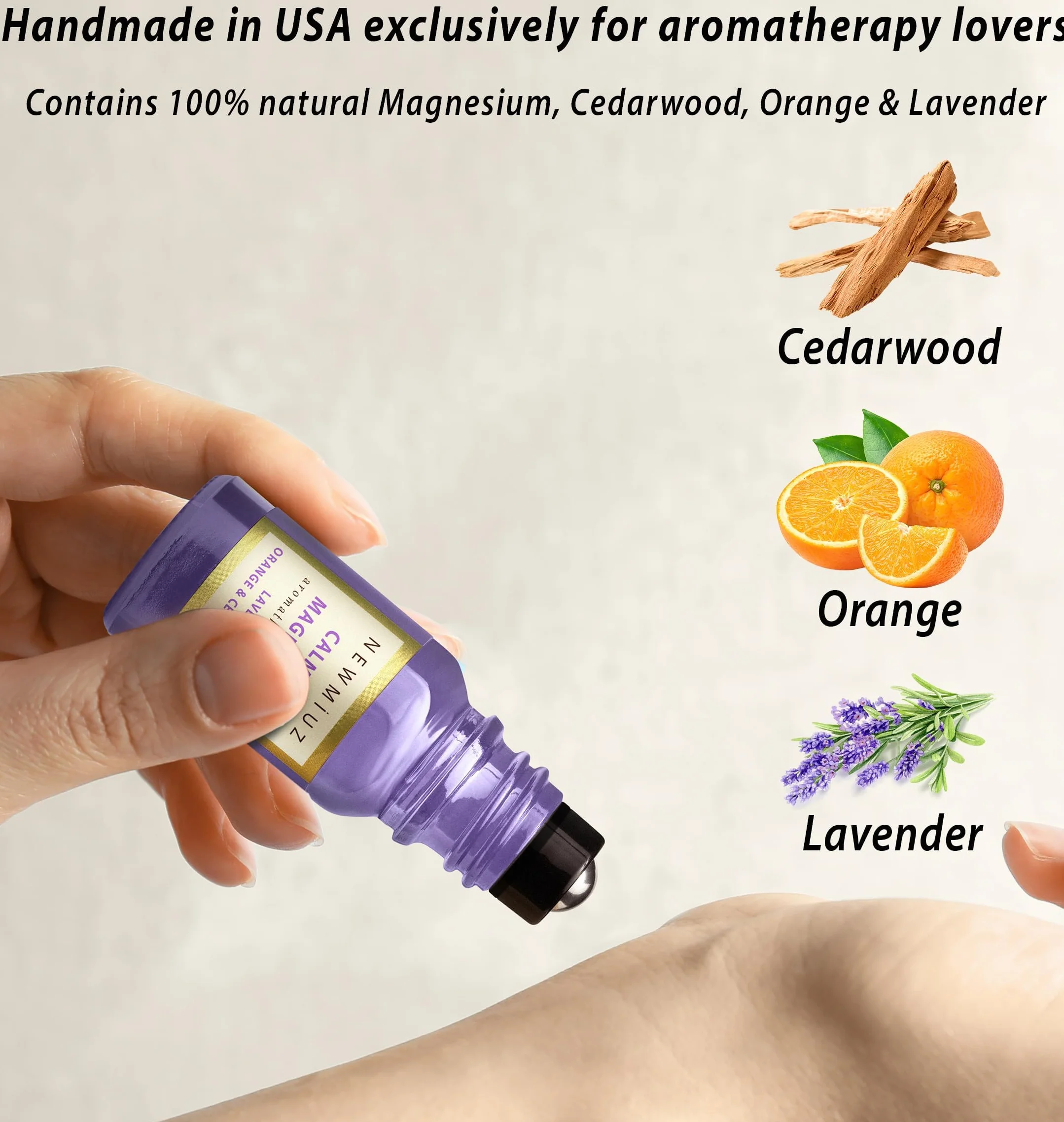 Soothing Magnesium Roller with Lavender, Orange and Cedarwood Essential Oil - Relaxing Aromatherapy for Self-Care and Relaxation