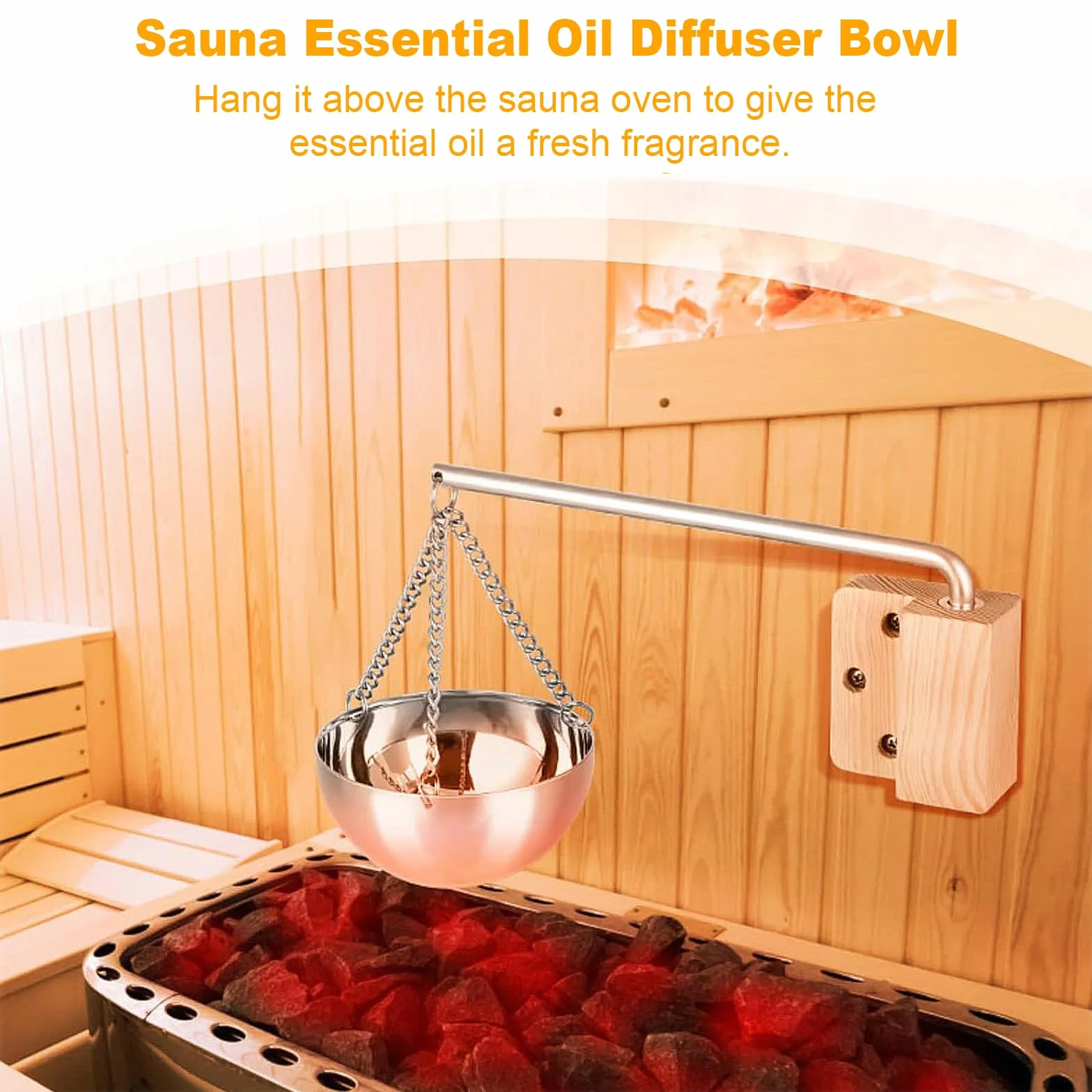 Miska aromatyzująca do sauny, 350 ml, ze stali nierdzewnej, z akcesoriami, do spa, sauny, parownika, wisząca, filiżanka, olejki eteryczne, do sauny, akcesoria do pomieszczeń