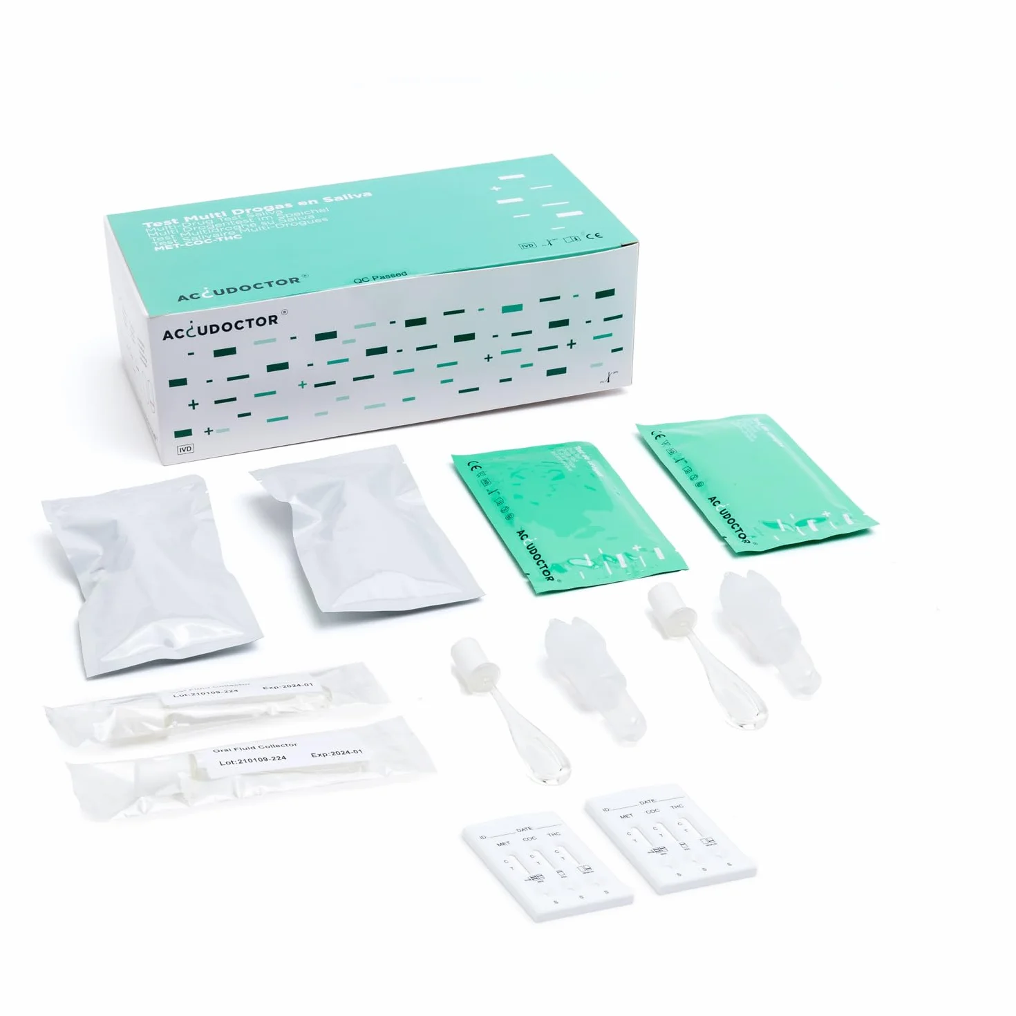 3x Test wielonarkotykowy Accudoctor 6 narkotyków w ślinie Test na THC Cannabis Kokaina Metamfetamina testy wielonarkotykowe testy na ślinę na narkotyki test na obecność narkotyków drug test testów