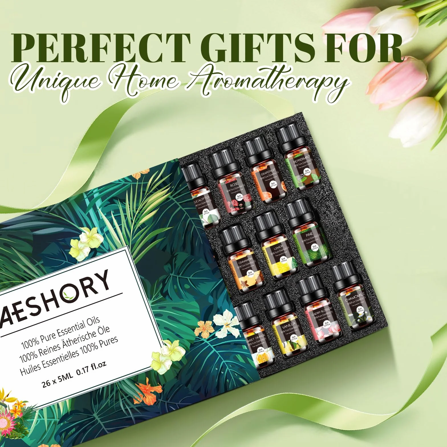 Aeshory Zestaw Olejków Eterycznych 26 x 5ml, 100% Czyste Olejki Aromaterapeutyczne Premium