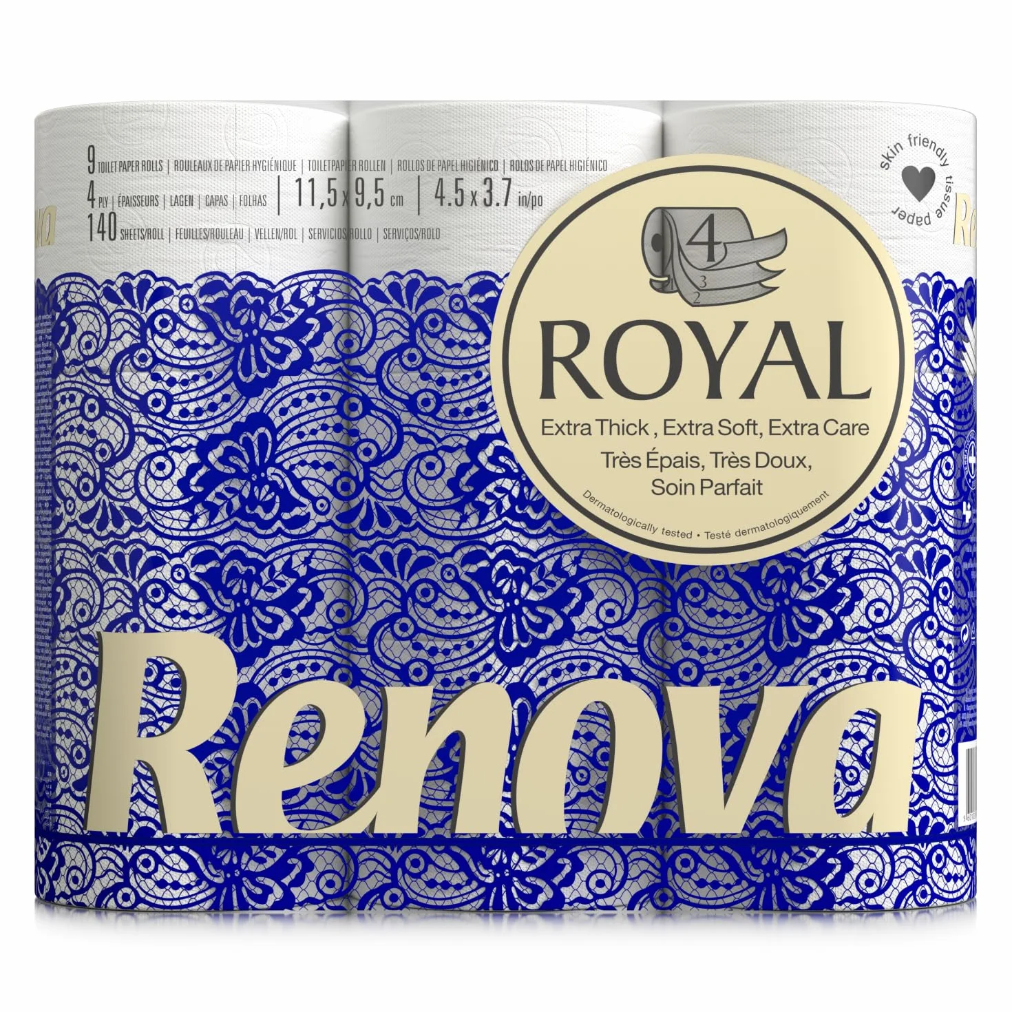 Renova Royal 200045194 Papier Toaletowy, Biały, 9 Sztuk