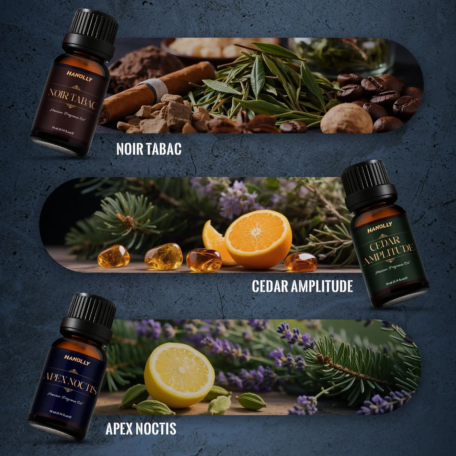 HANOLLY Zestaw Olejków Eterycznych Dla Mężczyzn, 6x10ML Naturalnych Olejków Zapachowych Do Dyfuzorów, Perfum I Wyrobu Świec