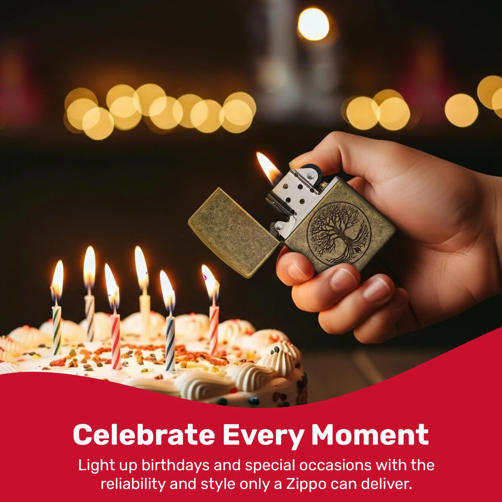 Zippo Zapalniczka Sztormowa Tree Of Life Antyczny Mosiądz Lustro Wiatroszczelna Konstrukcja