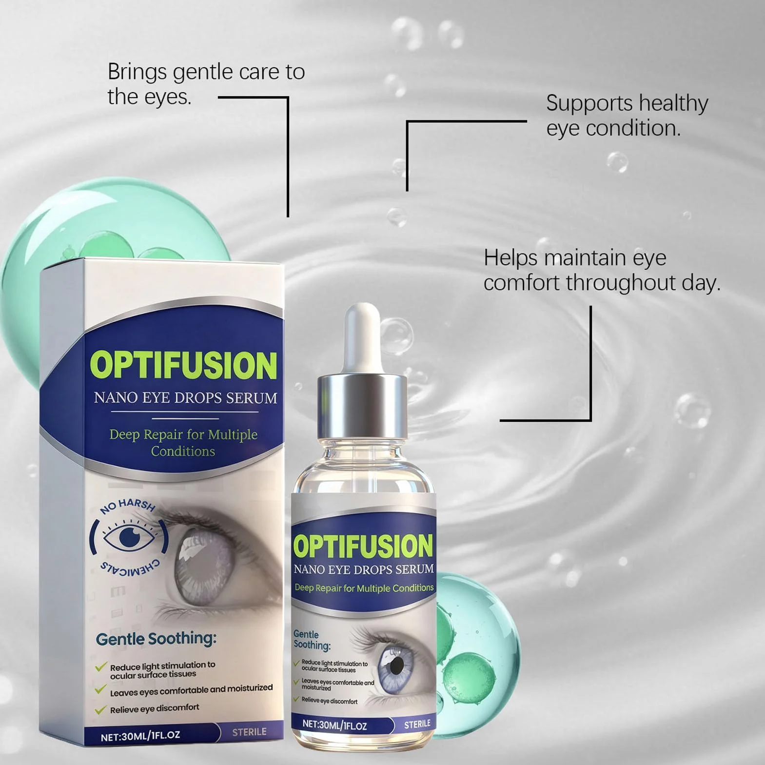 Produkty do suchych oczu | 30 ml Delikatny płyn pielęgnacyjny | Naturalne środki nawilżające do oczu - dla kobiet starszych mężczyzn miłośników telefonów komputerowych technika podróży
