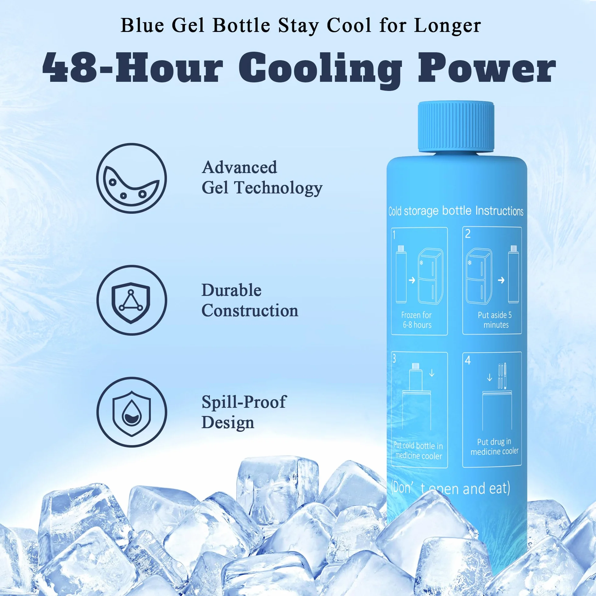 DISONCARE Biogel Ice Pack z zamiennikiem znacznika medycznego QR, do B001/B004, etui podróżne na leki, zatwierdzone przez TSA, rozmiar S