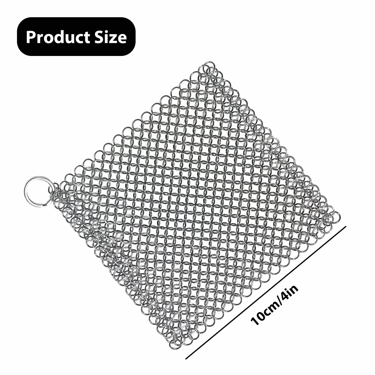 Środek do czyszczenia żeliwa ze stali nierdzewnej, skrobak Chainmail z wytrzymałym plastikowym skrobaczem do grilla i samoprzylepnymi haczykami do czyszczenia patelni żeliwnych lub woków i więcej