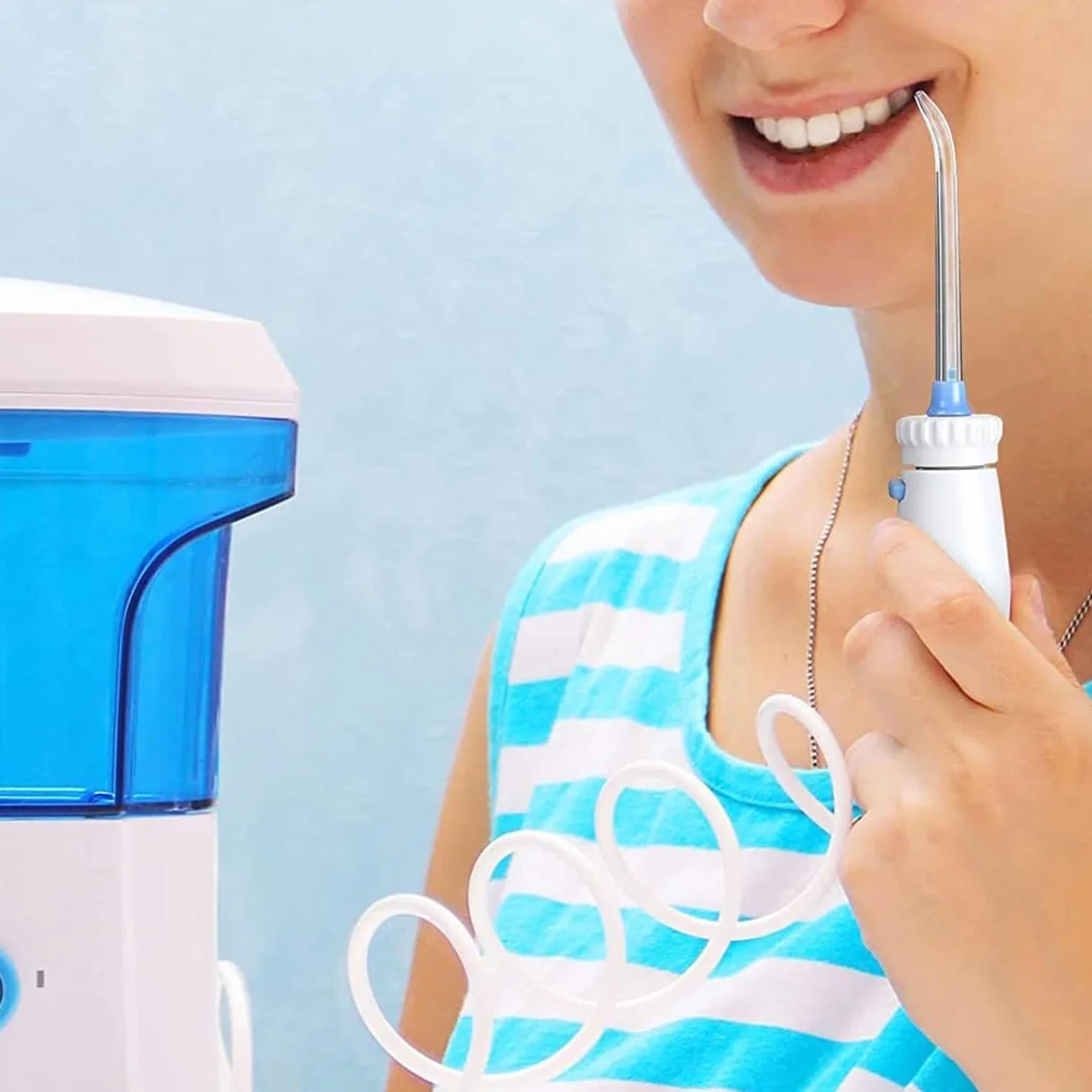 Namvo Akcesoria do higieny jamy ustnej, wąż do wody, uchwyt z tworzywa sztucznego, kompatybilny z irygatorem Water-pik Wp-100, część zamienna do efektywnej pielęgnacji zębów