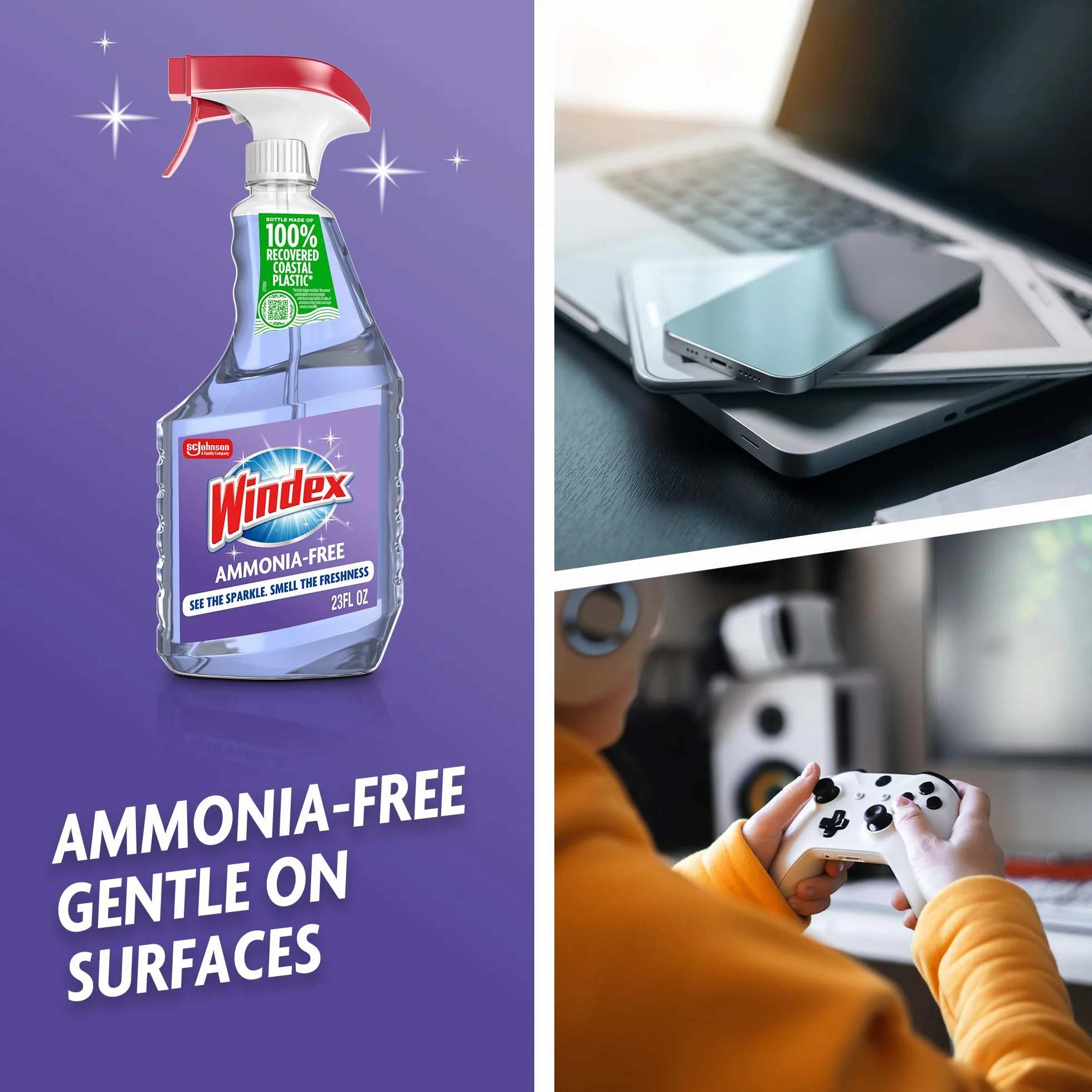 Windex Butelka wyzwalacza szkła bez ammonii, kryształowy deszcz, 60 ml