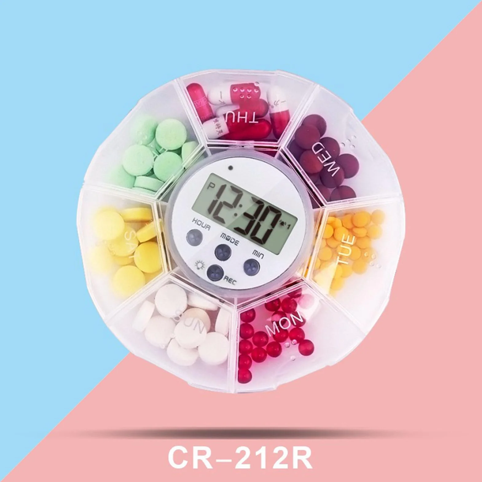 Dozownik piguł elektryczny inteligentny pudełko z alarmem 7 przegródek