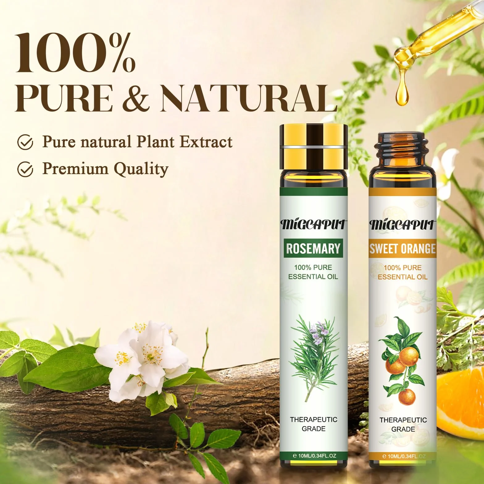 MIGCAPUT Zestaw Olejków Eterycznych 24 x 10ML, 100% Naturalne Aromaterapia do Dyfuzora, SPA, Masażu