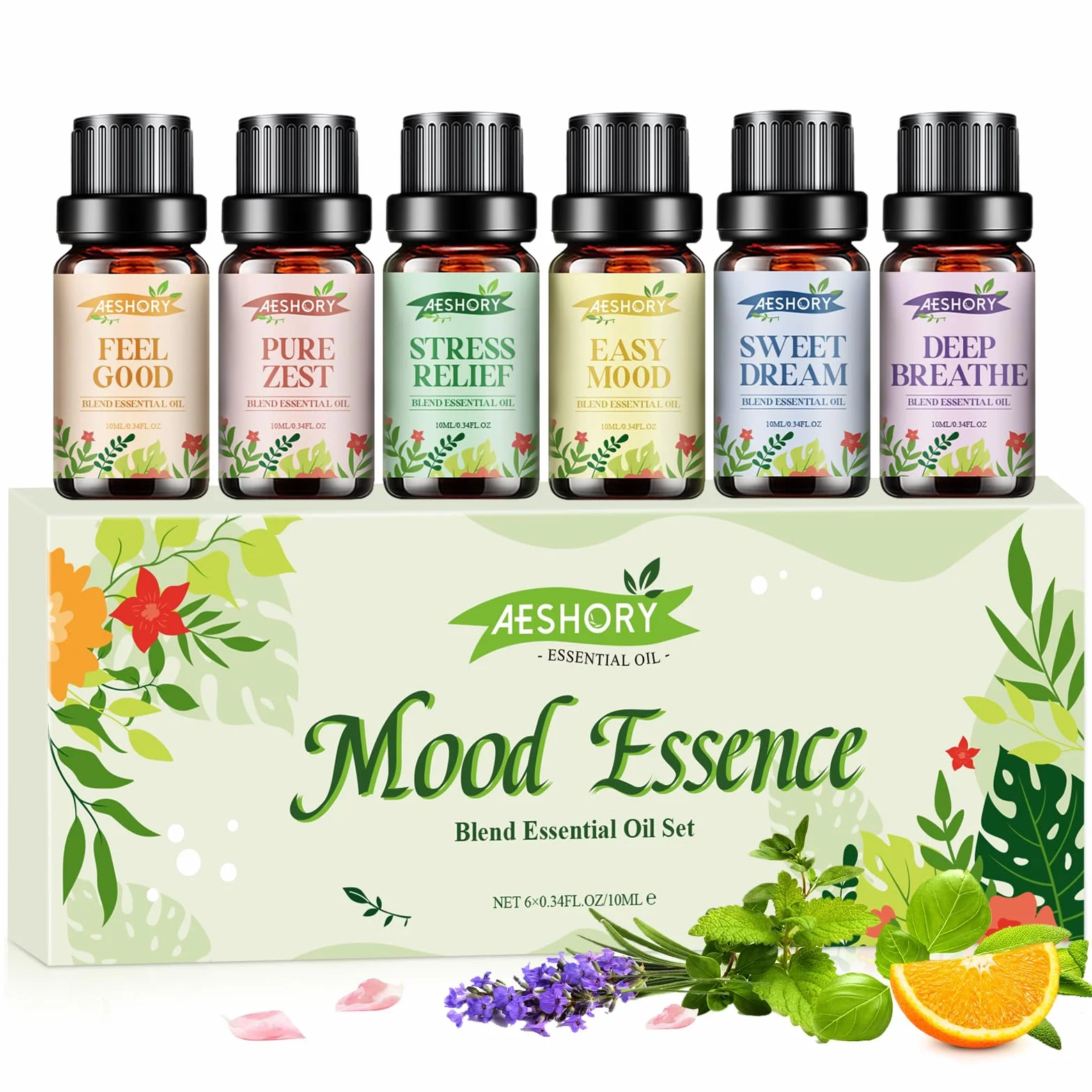 Zestaw olejków eterycznych 6 x 10 ml naturalny do aromaterapii SPA