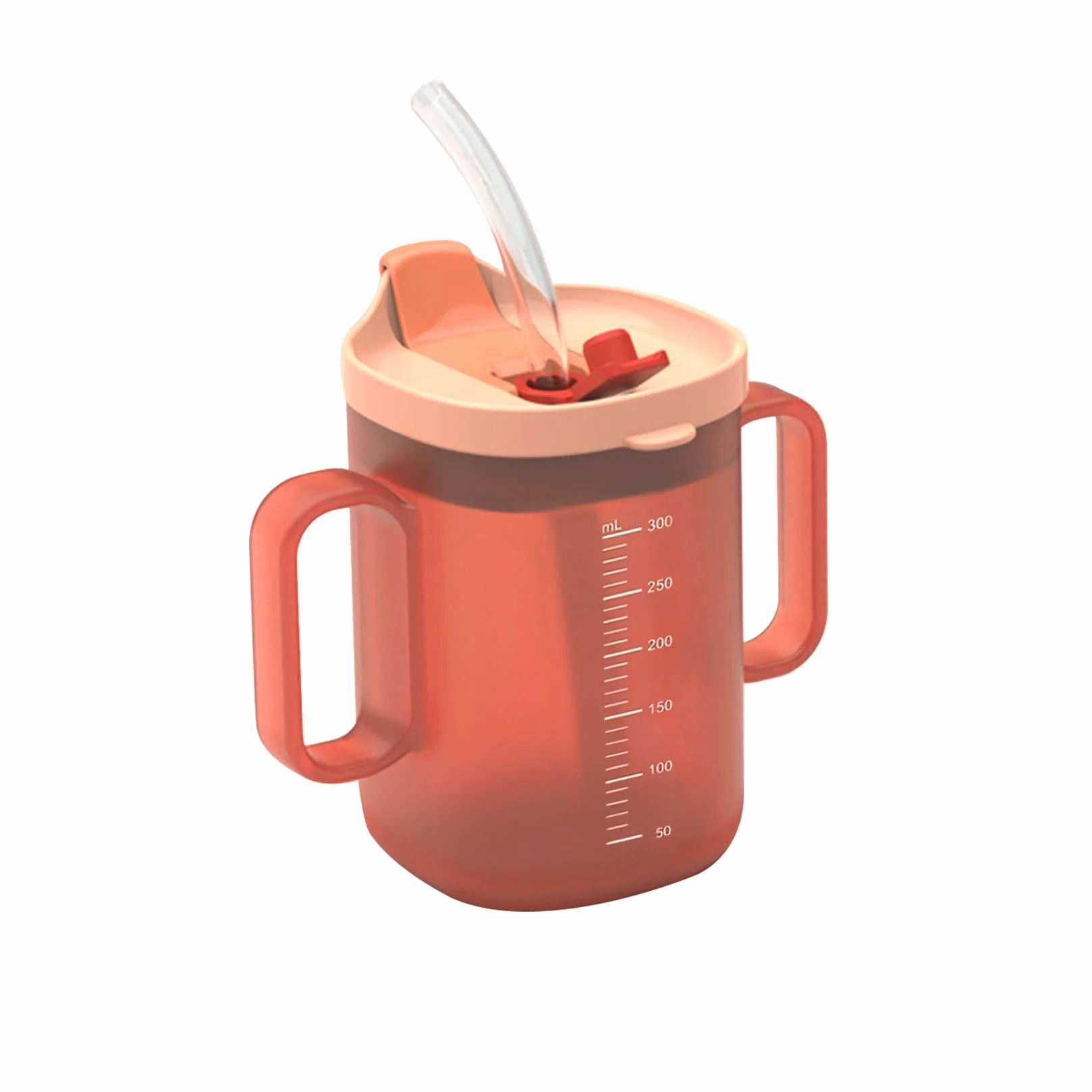 300ml Kubek Niekapek Dla Seniorów z Uchwytem Kubek Niekapką Pokrywka Słomka Dla Dorosłych Starszych Pacjentów Niepełnosprawnych Zastosowanie （CS）