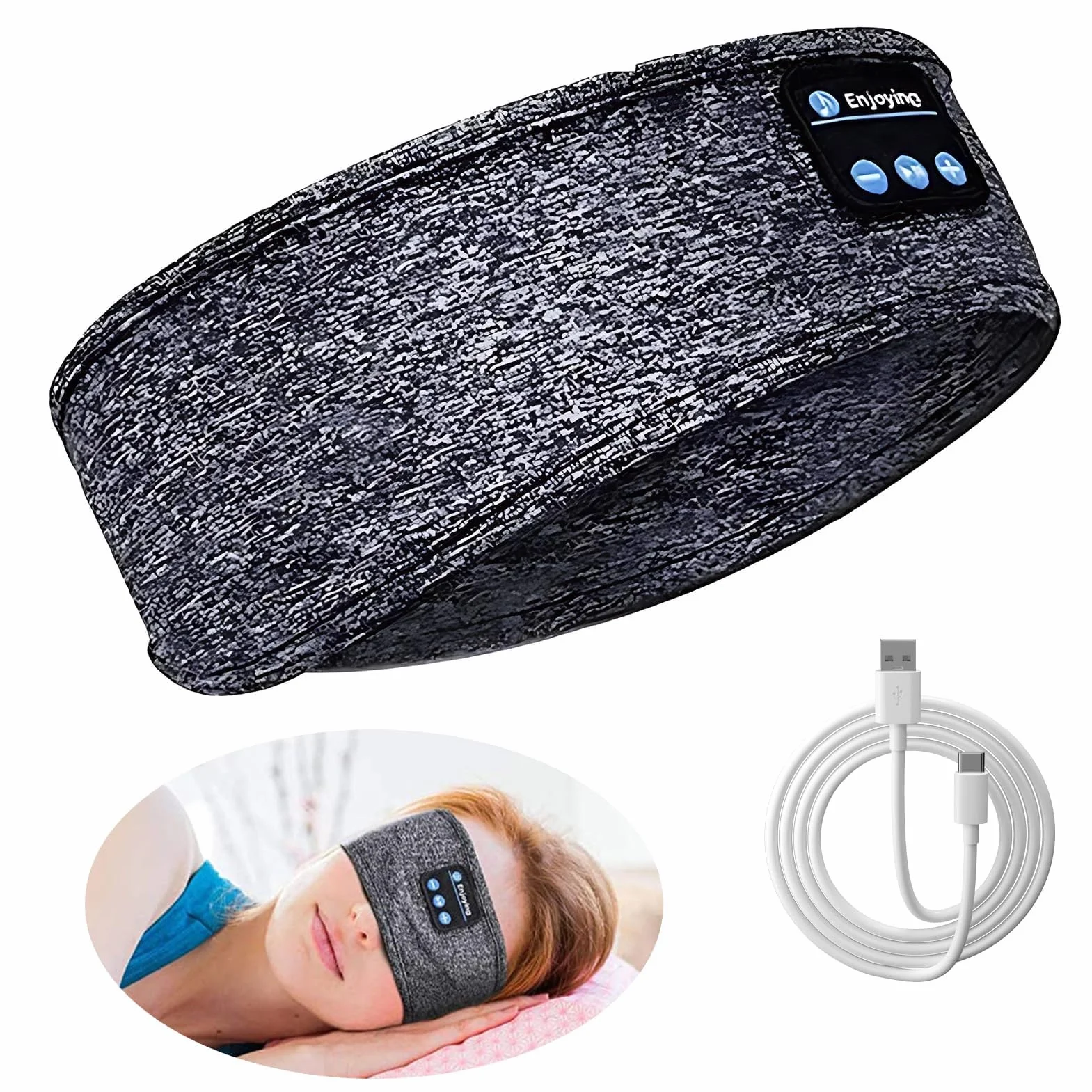 Opaska na głowę Bluetooth do spania z głośnikami stereo HD, wielofunkcyjny zestaw słuchawkowy do spania, zmywalna maska nocna, do uprawiania sportu, jogi, podróży, najwyższy komfort dla osób