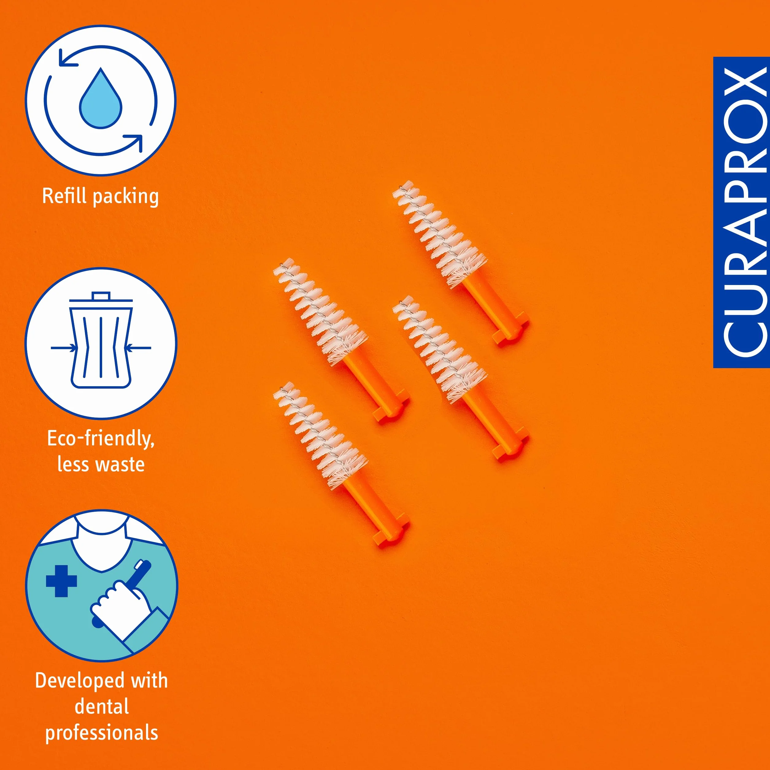 Curaprox Interdental Brush Refill Ortho Size 14 4-Pack Ultra-cienkie włókna pomarańczowy