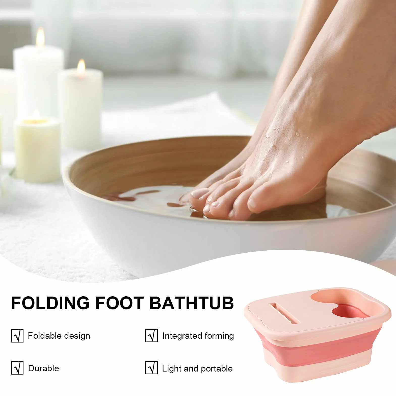 Miska Do Moczenia Stóp | Miska Do Stóp z Ergonomicznym Dnem,Przeno? Sk?adana Miseczka z Masuj?cym Dnem Dla Sportowców – Regeneracja Treningu, Pedicure, Spa, Kemping, Podró?e i U?ytkowanie Domowe