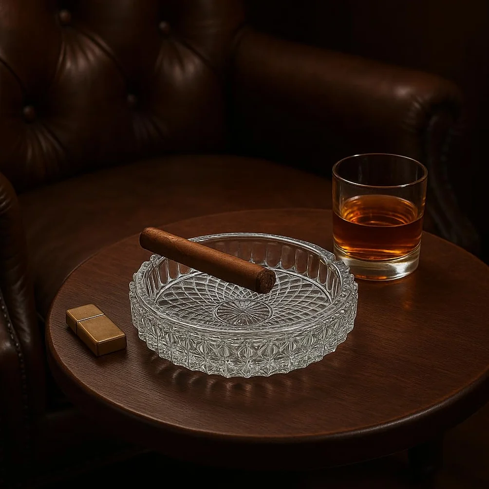 JRose Collections Popielniczka szklany kryształ okrągły papieros bar pub restauracja dom biuro dekoracja (JR1200)