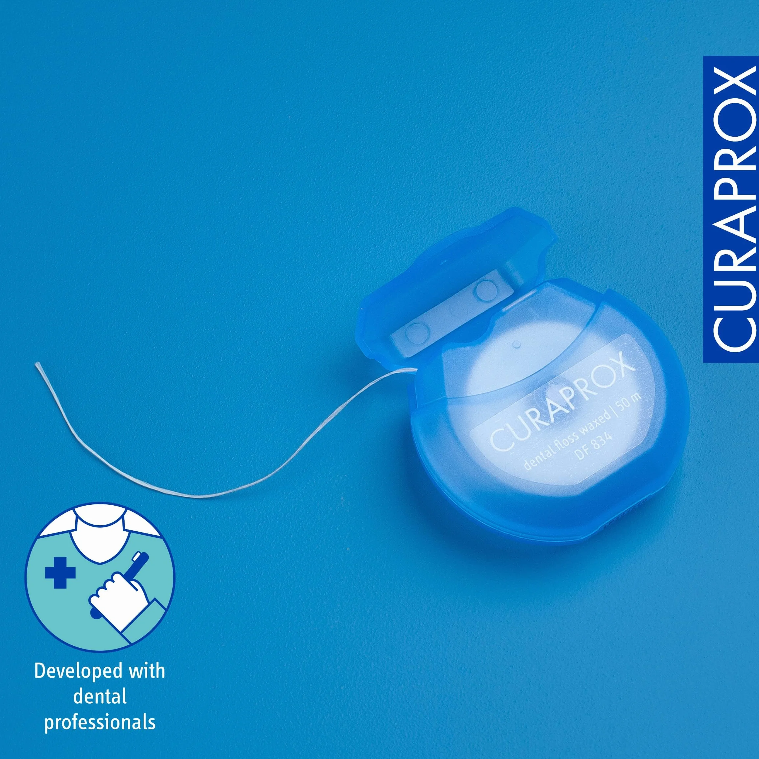 Curaprox DF 834 Nić Dentystyczna woskowana 50 m miętowy smak