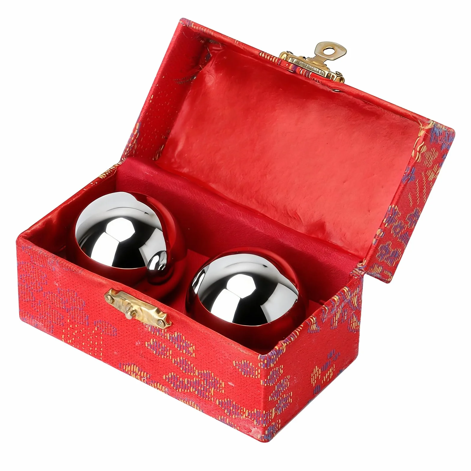 Qi Gong metalowe kulki 38 mm – kulki dźwiękowe do relaksu i medytacji – kulki treningowe Qi Gong dla początkujących i seniorów – przyjemna kula dźwiękowa z pudełkiem na prezent (kolor srebrny