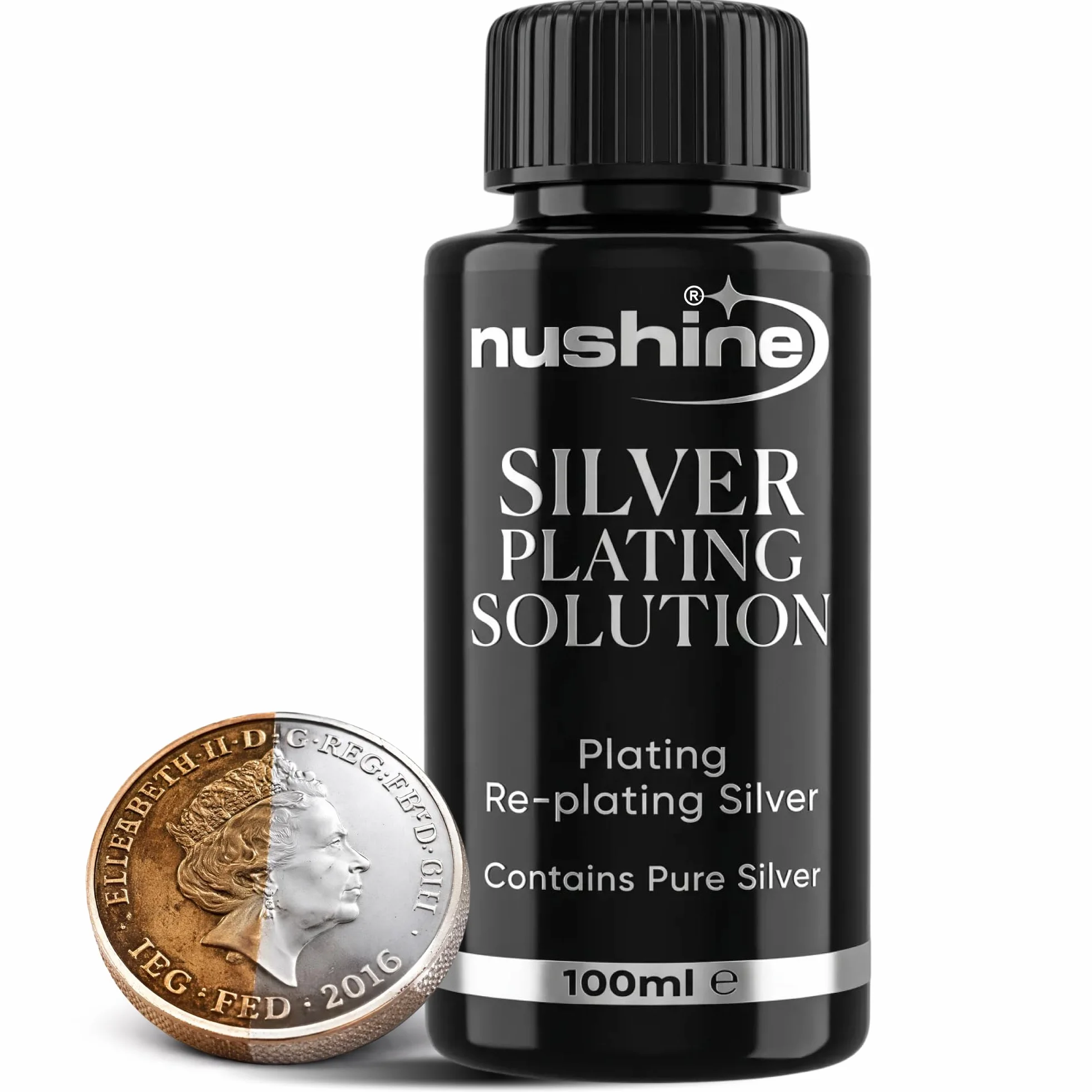 Nushine Roztwór do posrebrzania 100 ml – Trwałe platerowanie czystego srebra na srebrze, mosiądzu, miedzi i brązie