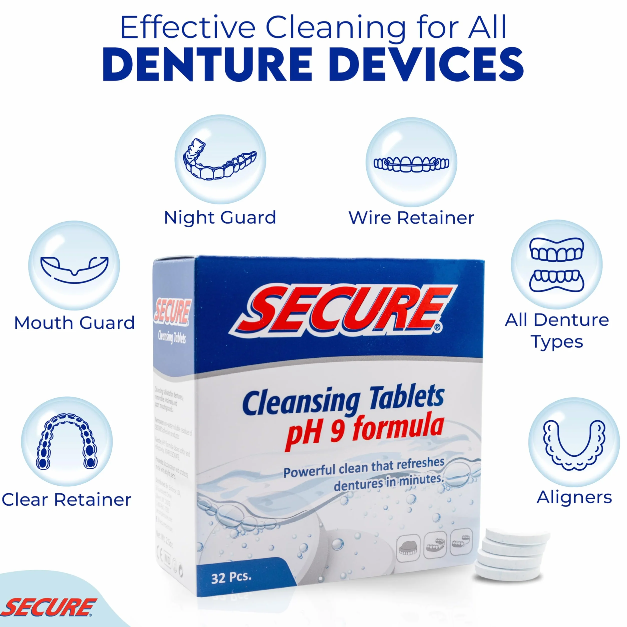Secure tabletki do czyszczenia zębów 32 tablety