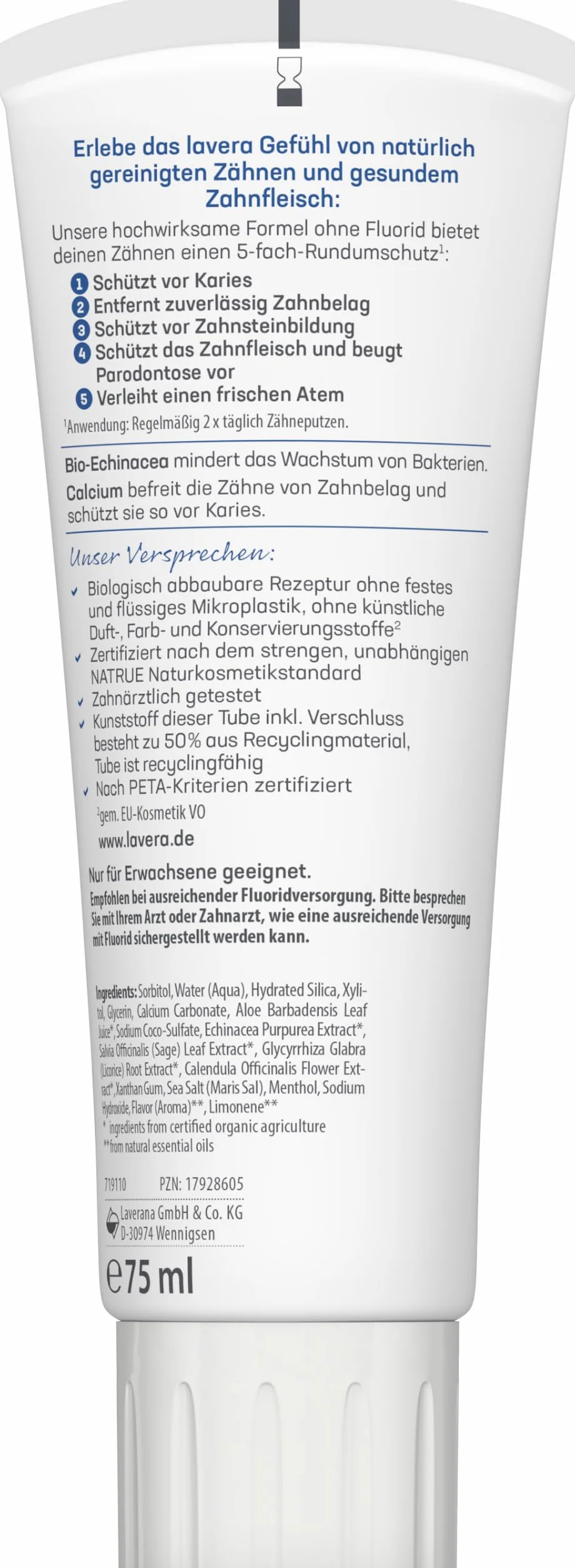 lavera Pasta do zębów Complete Care bez fluorków 75 ml