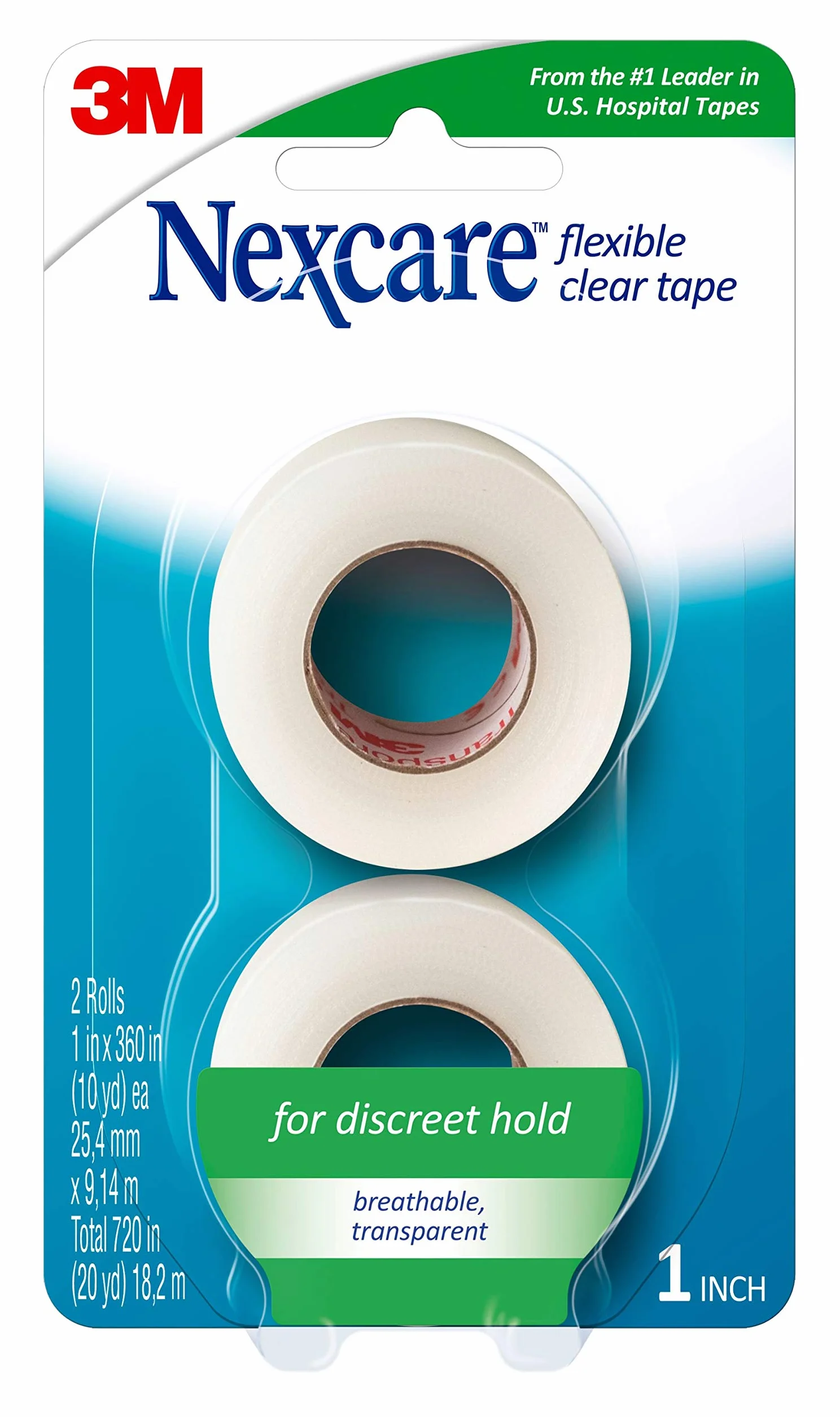 Nexcare Nexcare First Aid Elastyczna taśma przezroczysta 1 cala, 1 cal 2 each