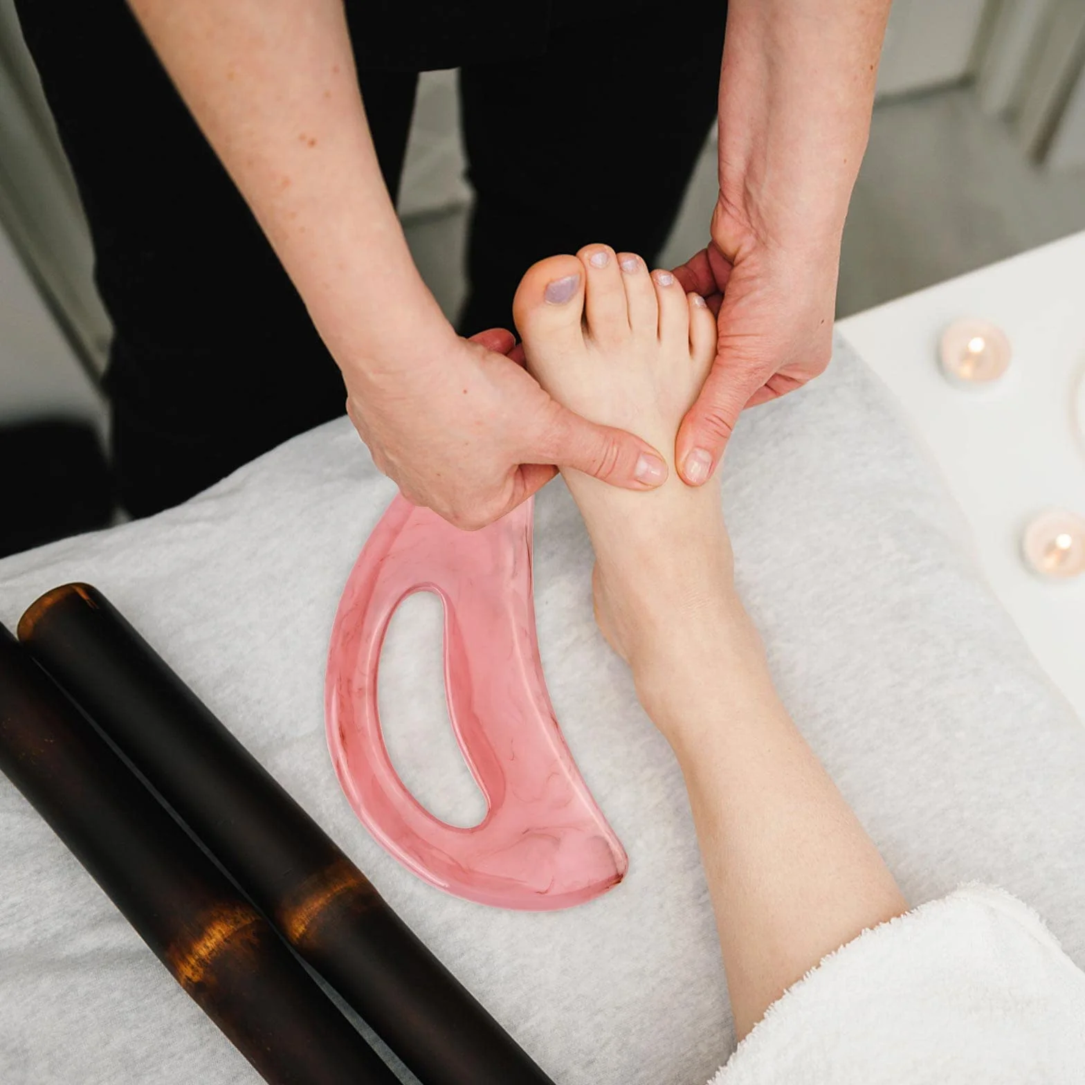 Masażer Guasha, różowy kamień Gua Sha twarz, Gua Sha z uchwytem, narzędzie do masażu cellulitu, drenaż limfatyczny dla nóg, pleców, twarzy, ciała, szyi, łagodzenia bólu