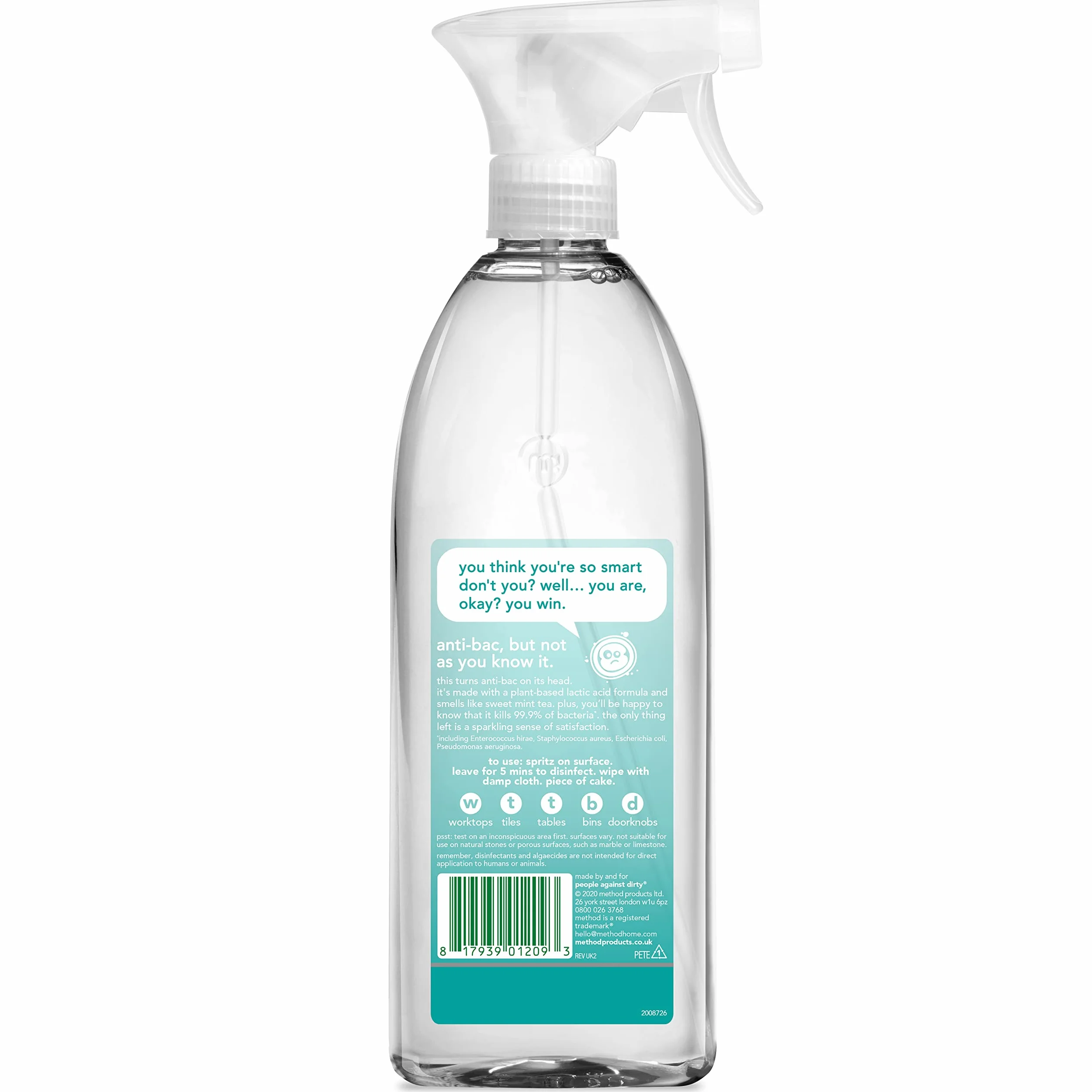 Środek czyszczący Method Antibatterico Mięta Woda Detergente Multiuso 828 ml