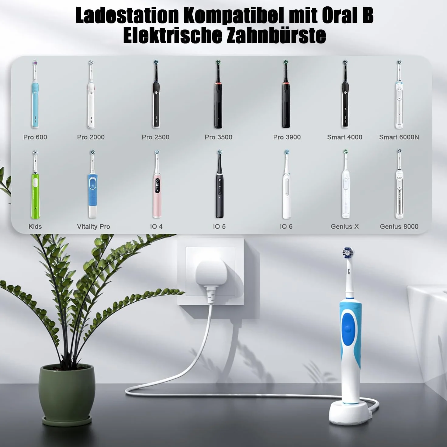 Ładowarka zamienna do Braun Oral-B elektryczna szczoteczka do zębów 3757, stacja ładująca IP67, wodoszczelny USB