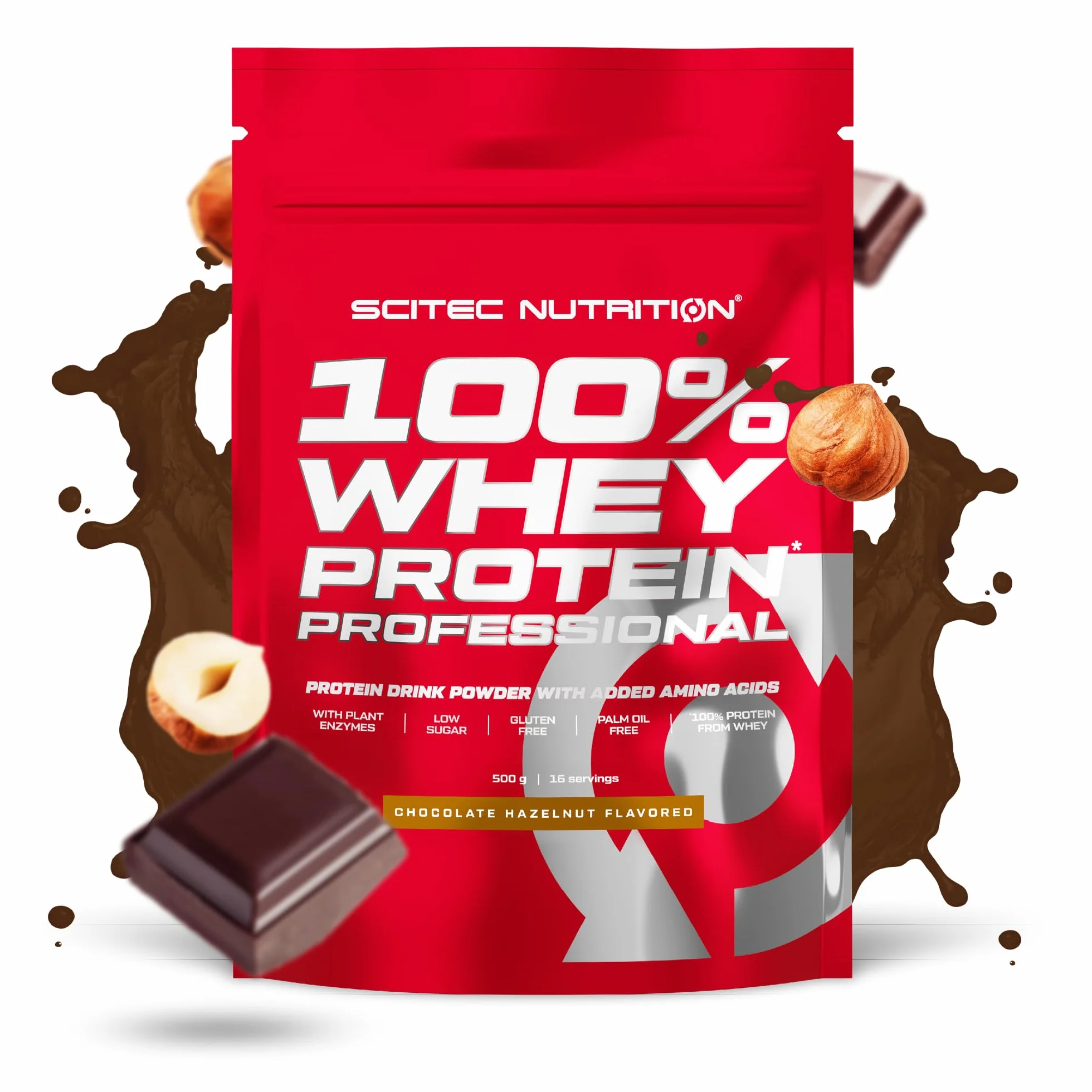Scitec Nutrition 100% Whey Protein Professional - Wzbogacony o dodatkowe aminokwasy i enzymy trawienne - Bezglutenowy - Bez oleju palmowego, 500 g, Czekoladowo-Orzechowy