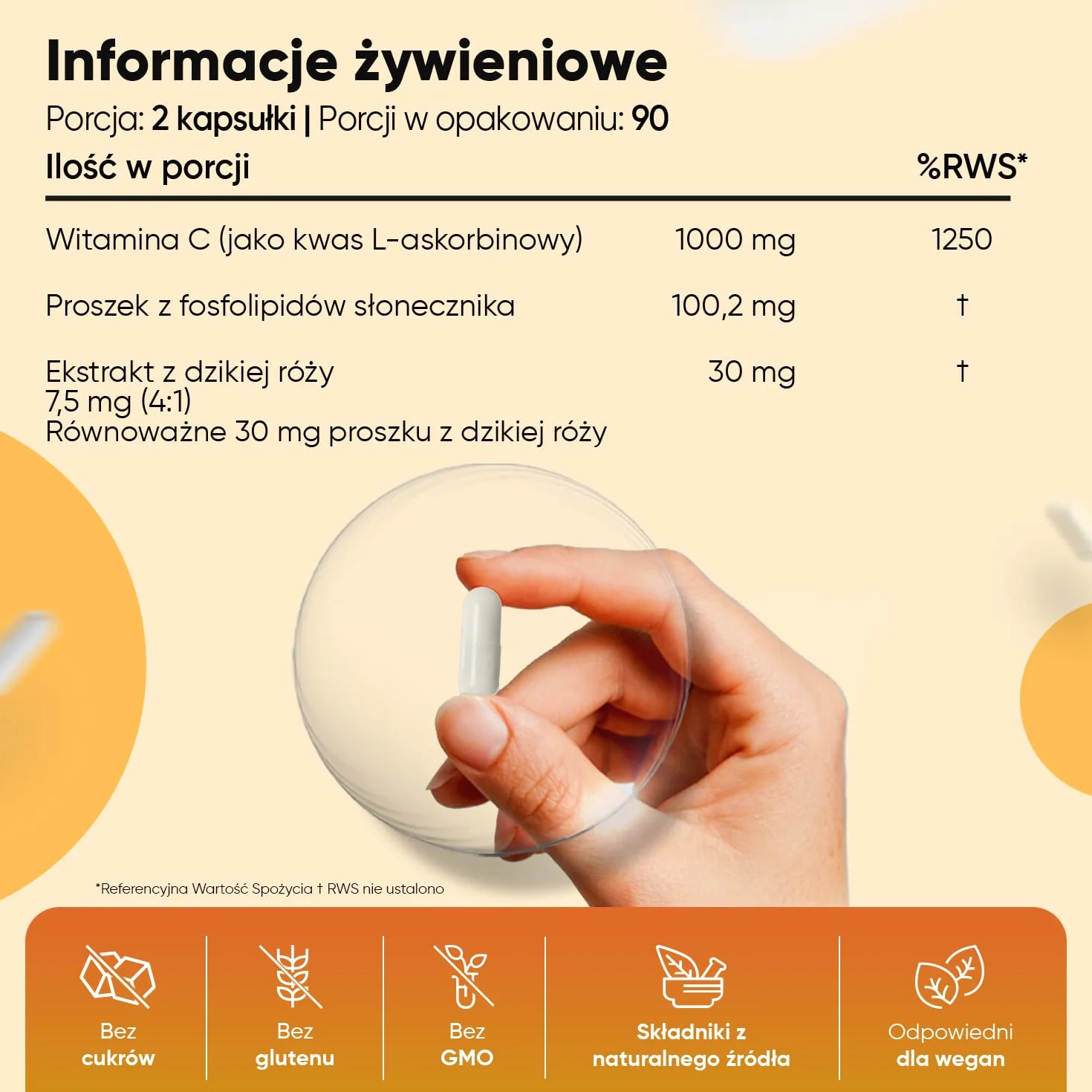 Witamina C liposomalna 1000 mg 180 kapsułek z dziką różą wegański bez GMO
