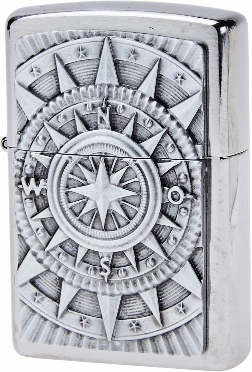 Zippo Zapalniczka Sztormowa, Emblemat Motywu z Kompasem, Szczotkowany Chrom, z Możliwością Napełniania, Wielokrotnego Użytku, Płomień Odporny na Wiatr, w Pudełku Prezentowym, Made in USA
