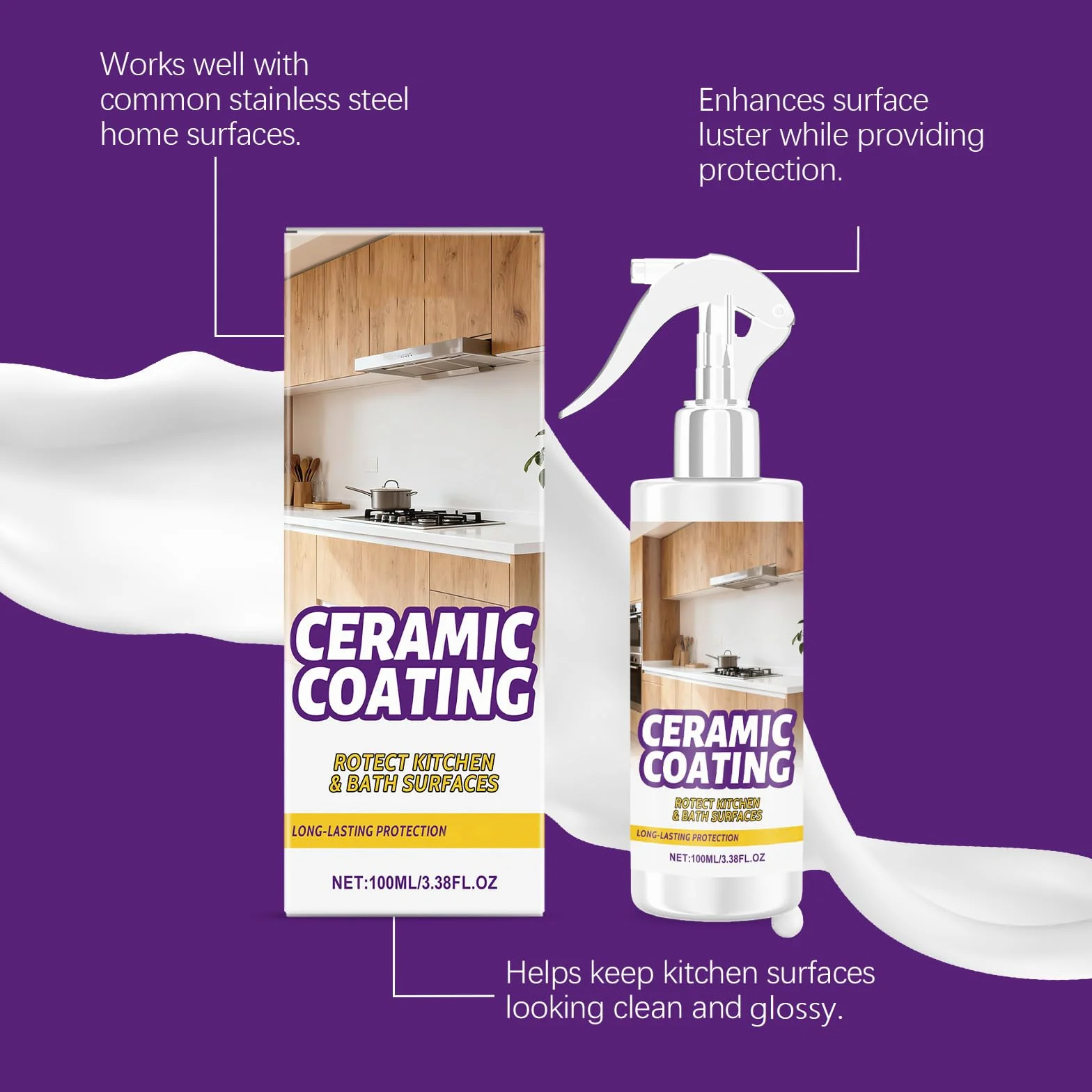 Spray do powlekania ceramicznego do stali nierdzewnej, hydrofobowa ochrona, środek czyszczący i uszczelniacz