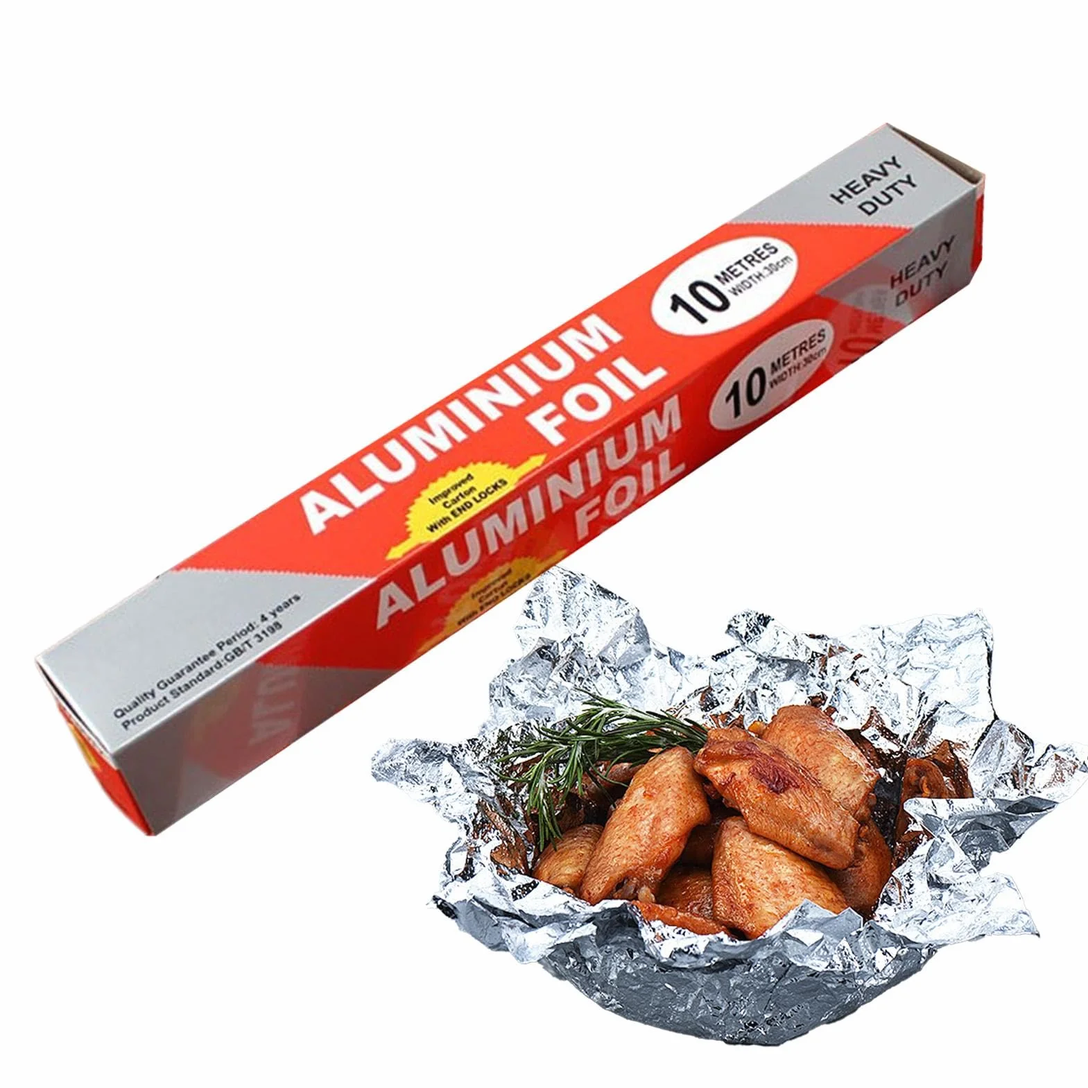 Heavy-duty Aluminum Foil Roll with Cutter, Non-stick Food Safe Kitchen Wrap for Leftovers