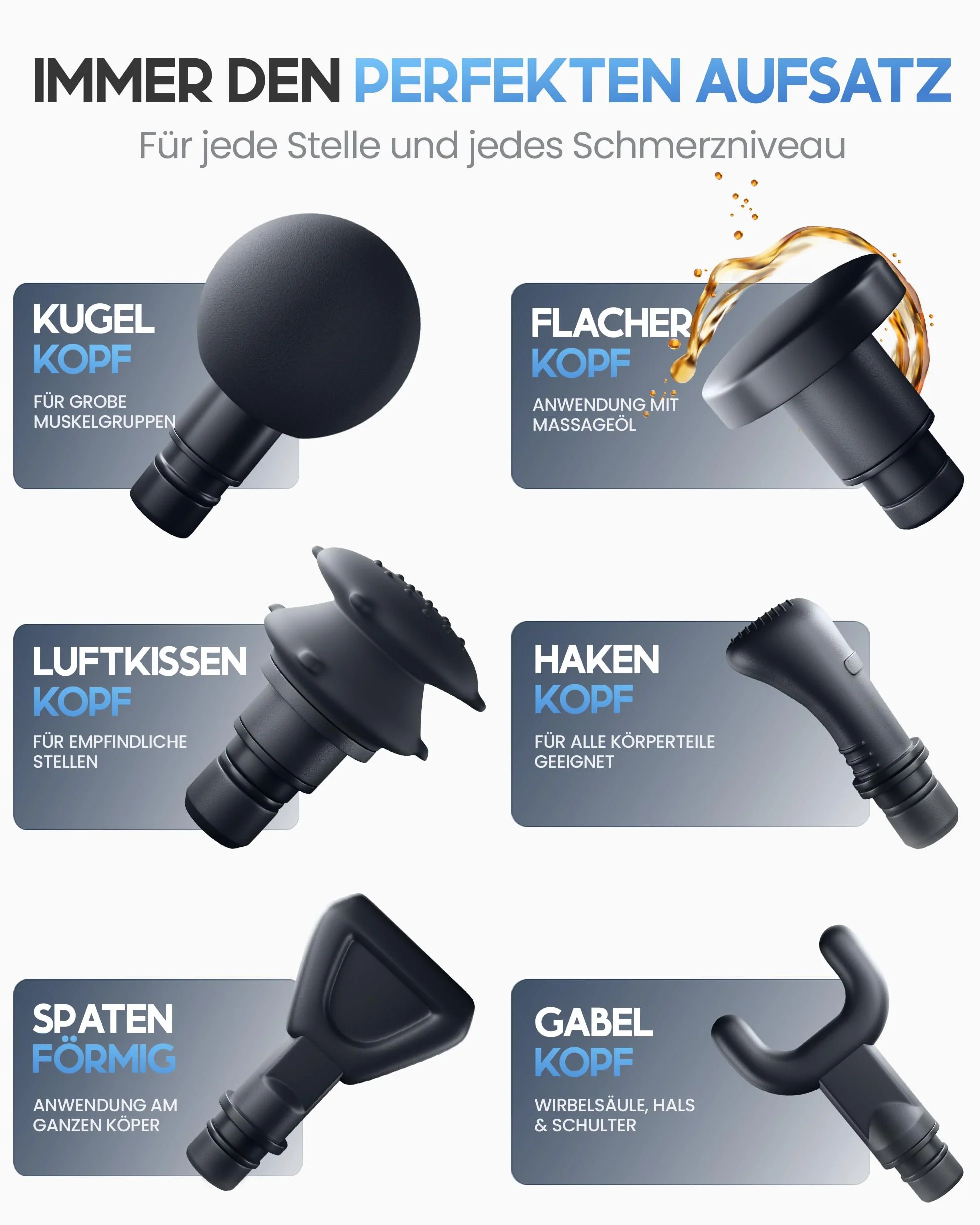 HELDENWERK Pistolet do masażu 6 głowic 3200 obr./min USB-C