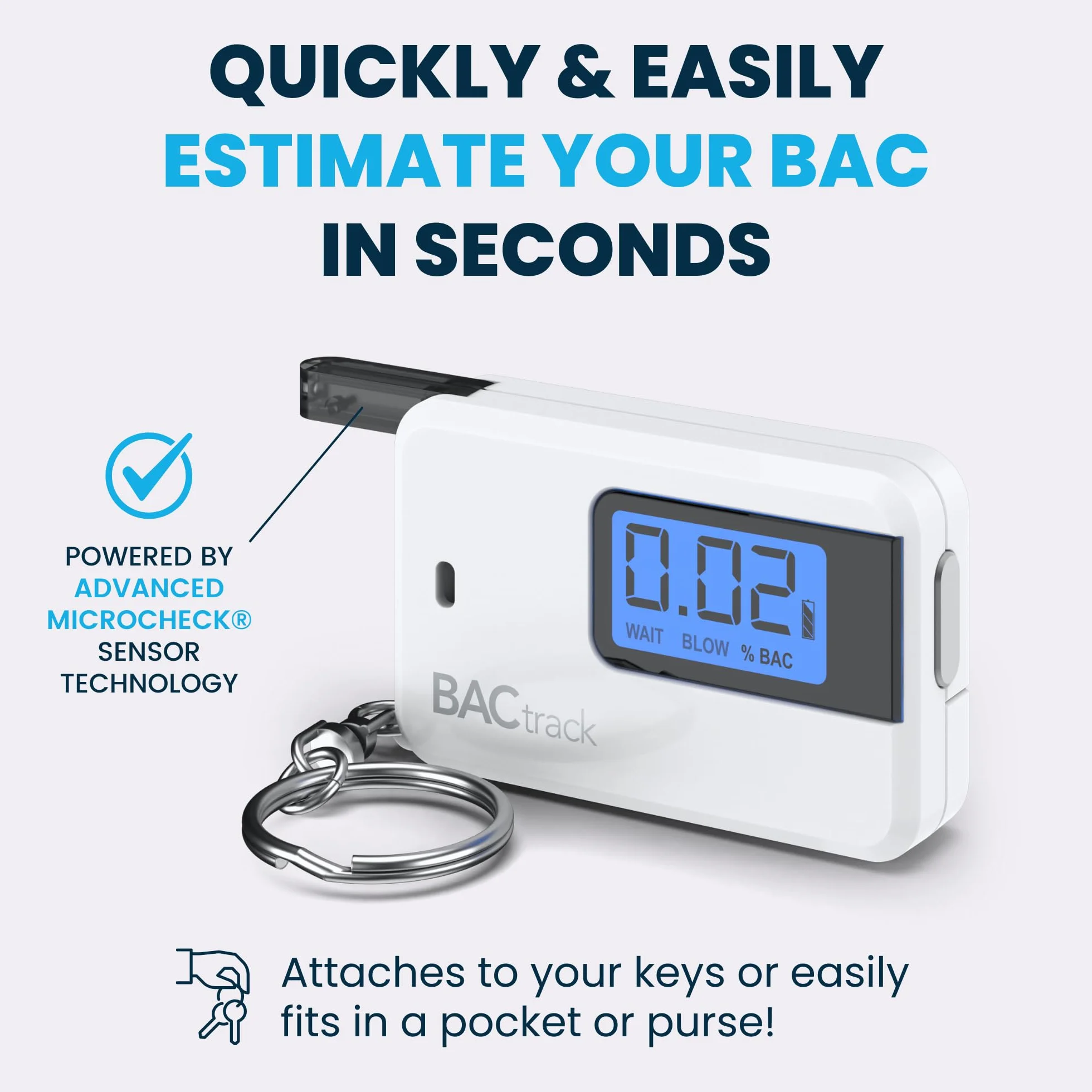 BACtrack Keychain Go Alkomat kieszonkowy tester stężenia alkoholu biały