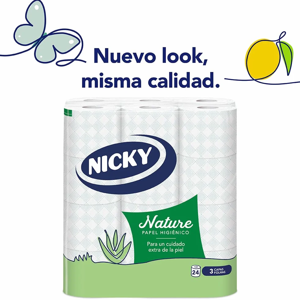 Nicky Papier toaletowy Nature 24 rolki 170 arkuszy 3 warstwy balsam aloesowy