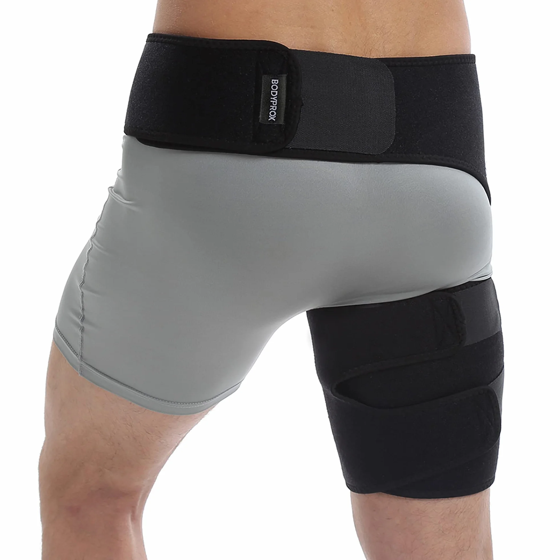 Bodyprox Groin Wrap, regulowane wsparcie dla bólu bioder, uchwytu, ścięgna, uda i nerwu kulszowego